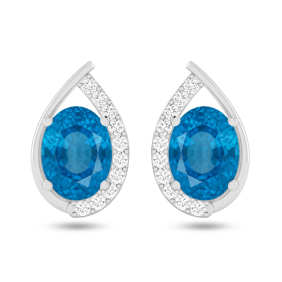 Pear Halo Stud Earrings | 925 Sterling Silver Birthstone Stud Earrings | Diamond Accent Gemstone Earrings | 15 Birthstone Options | Gift for Women (Copy)