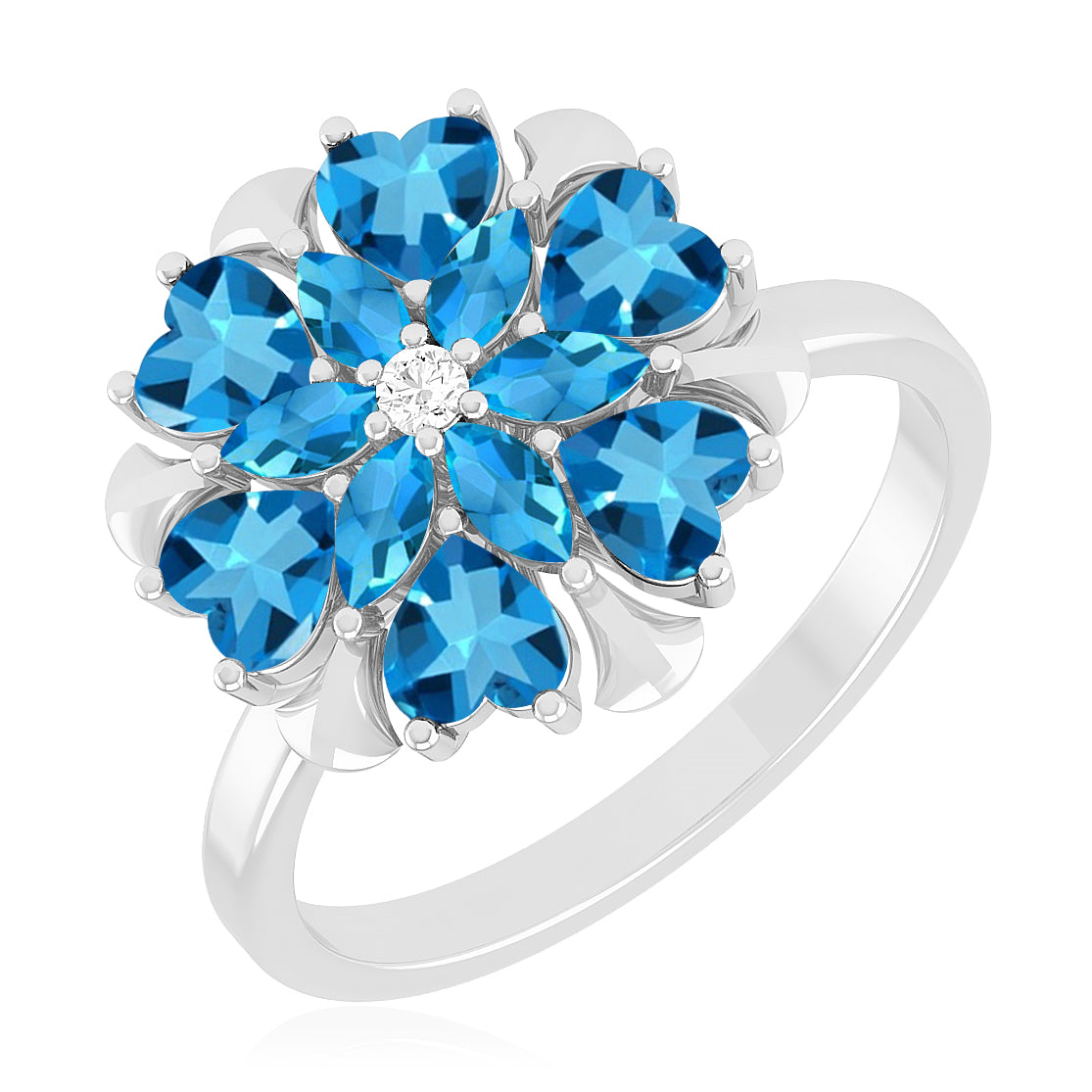 Floral Cluster Ring | Sterling Silver Birthstone Ring | Genuine Gemstone Studded Ring | Personalized Promise Ring | Gift for Her