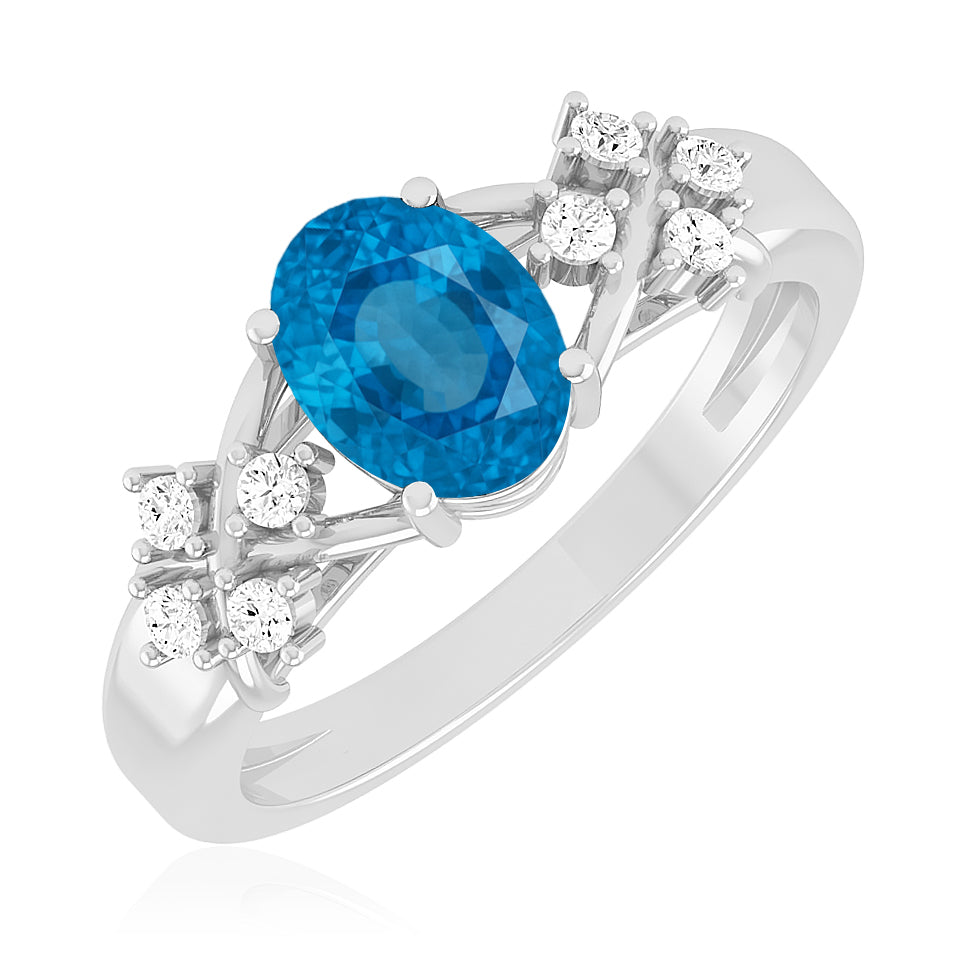 Floral Cluster Solitaire Ring | Sterling Silver Birthstone Ring | Genuine Gemstone & Diamond Studded Ring | Personalized Promise Ring | Gift for Her