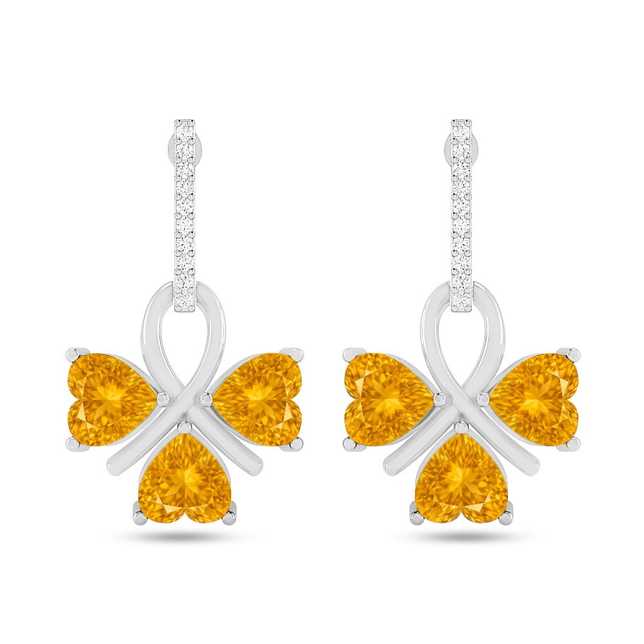 Butterfly Drop Earrings | 925 Sterling Silver Birthstone Stud Earrings | Diamond Accent Gemstone Earrings | 15 Birthstone Options | Gift for Women