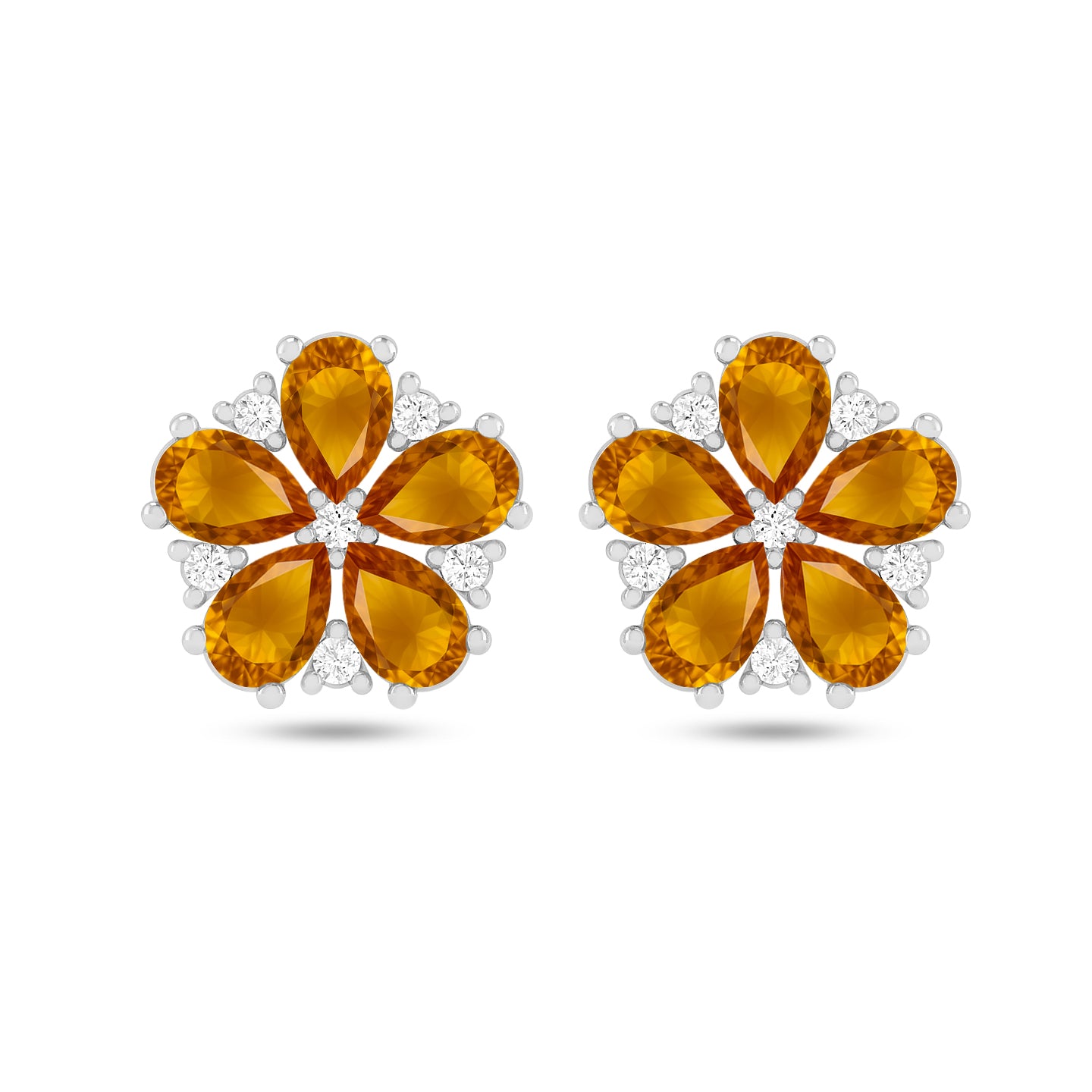 Pear Cut Garnet Gemstones | 925 Sterling Silver Birthstone Stud Earrings | Diamond Accent Gemstone Earrings | 15 Birthstone Options | Gift for Women