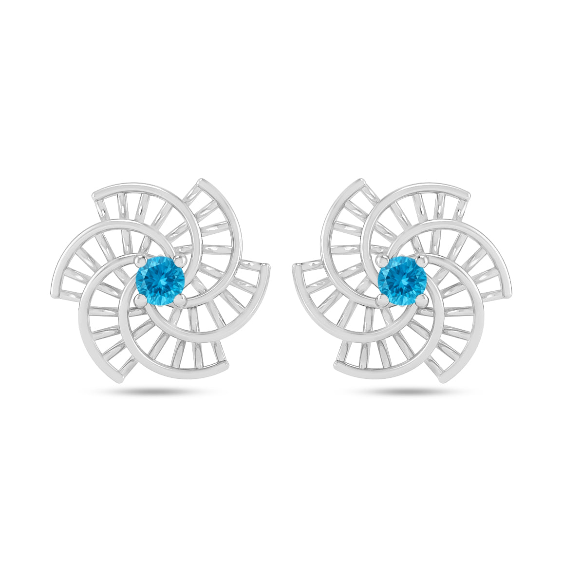 Spiral Floral Stud Earrings | 925 Sterling Silver Birthstone Stud Earrings | Diamond Accent Gemstone Earrings | 15 Birthstone Options | Gift for Women