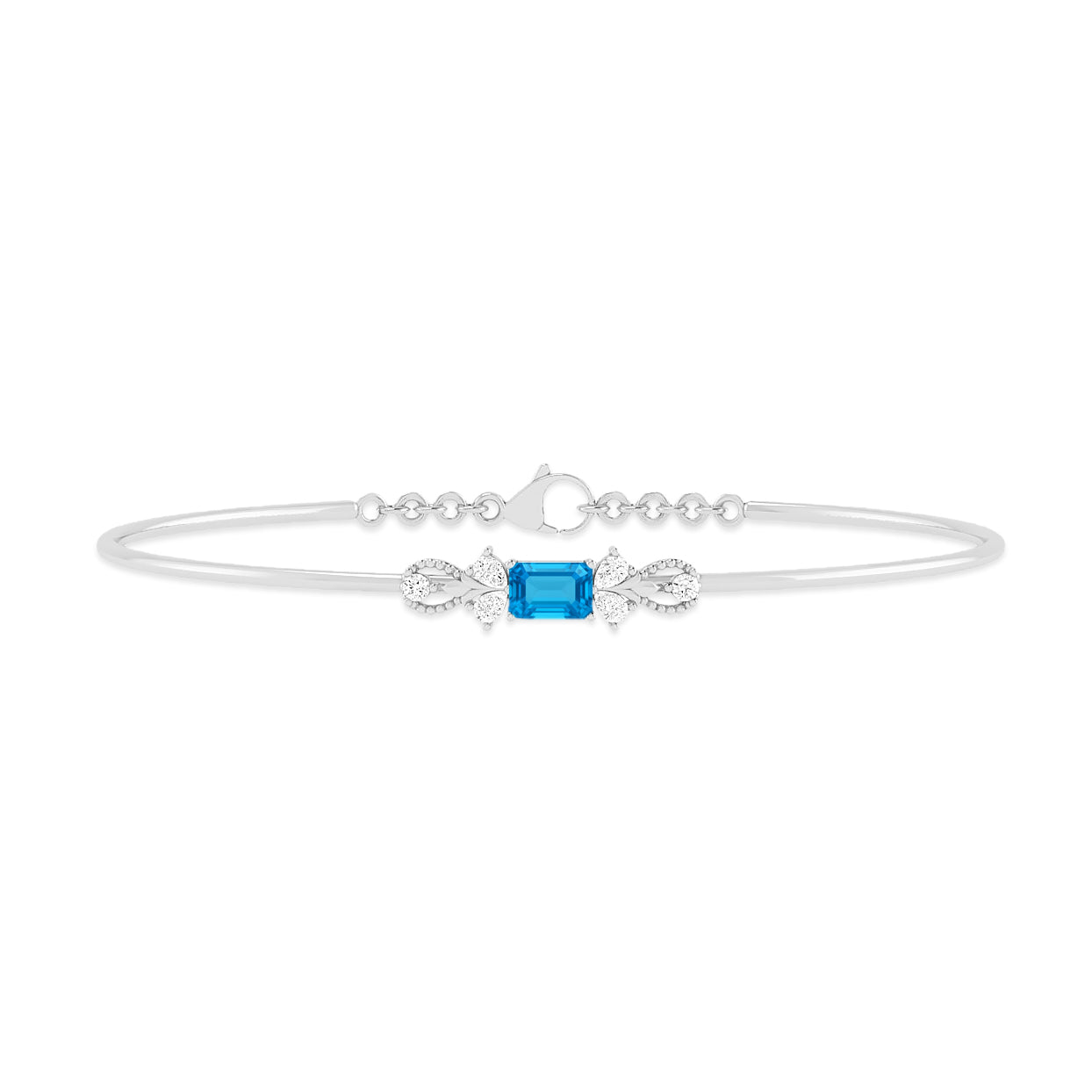 Gemstone Bangle Bracelet | Sterling Silver Birthstone Bracelet | Adjustable Chain | 15 Gemstone Choices | Personalized Gemstone Bracelet Floral Vine Bracelet Canter piece