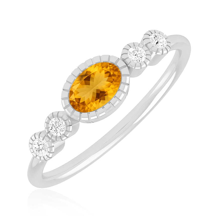 Bezel Set Three-Stone Ring | Sterling Silver Birthstone Ring | Genuine Gemstone & Diamond Studded Ring | Personalized Promise Ring | Gift for Her