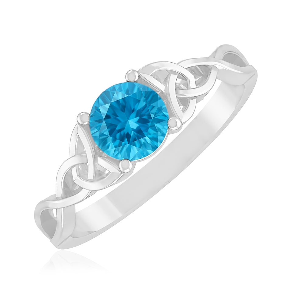 Celtic Knot Ring | Sterling Silver Birthstone Ring | Genuine Gemstone & Diamond Studded Ring | Personalized Promise Ring | Gift for Her