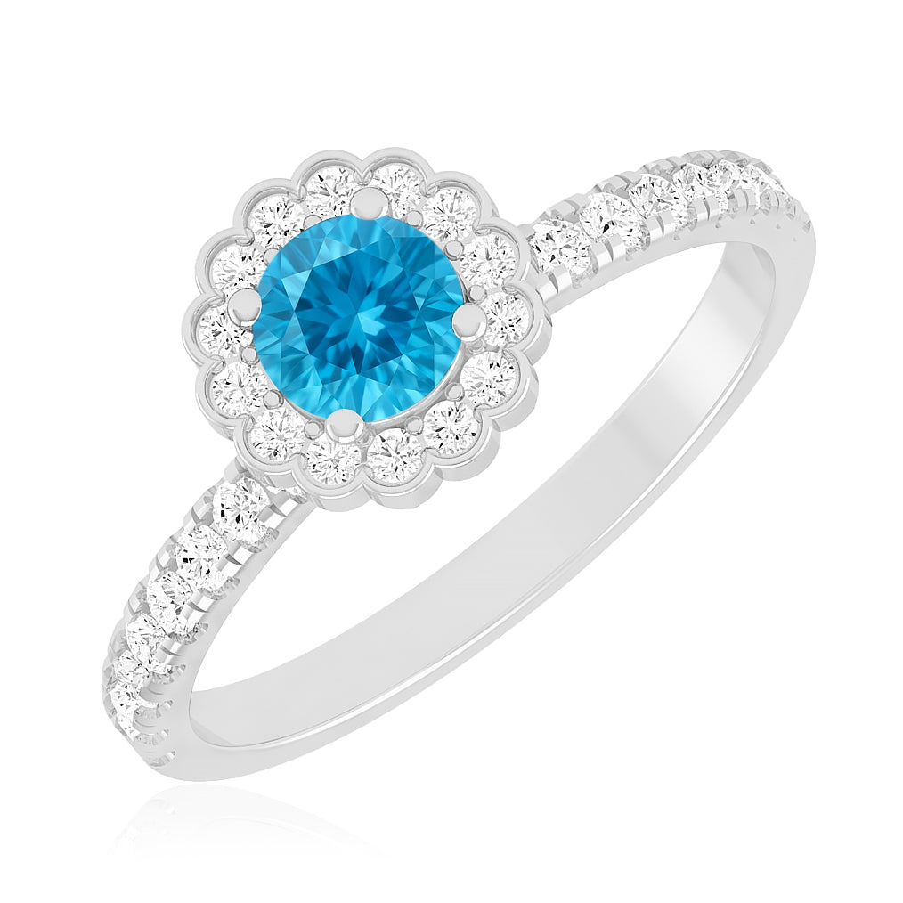 Flower Cluster Ring | Sterling Silver Birthstone Ring | Genuine Gemstone & Diamond Studded Ring | Personalized Promise Ring | Gift for Her