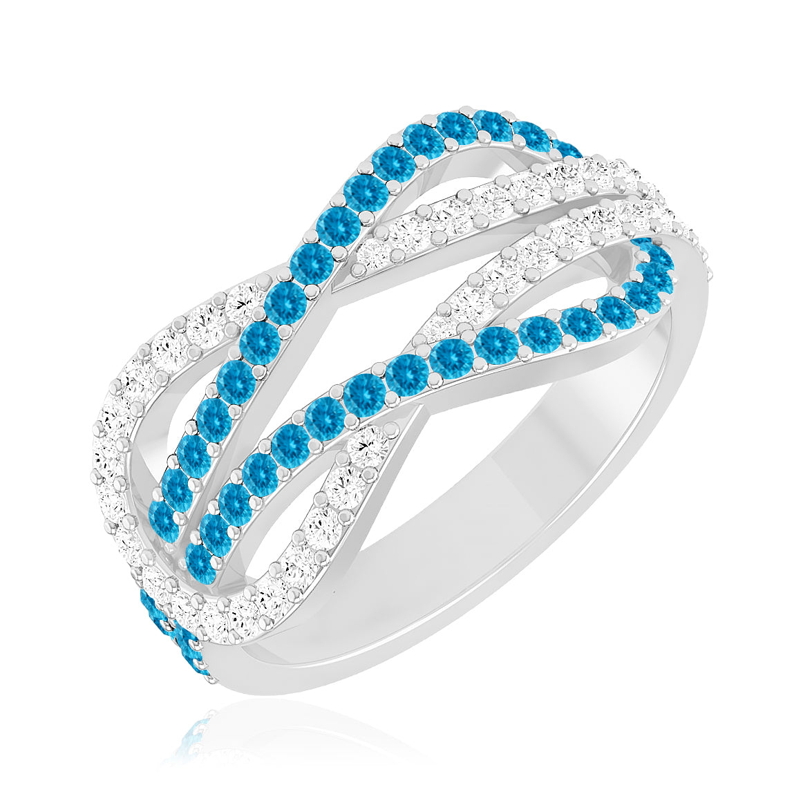 Infinity Crossover Band Ring| Sterling Silver Birthstone Ring | Genuine Gemstone & Diamond Studded Ring | Personalized Promise Ring | Gift for Her