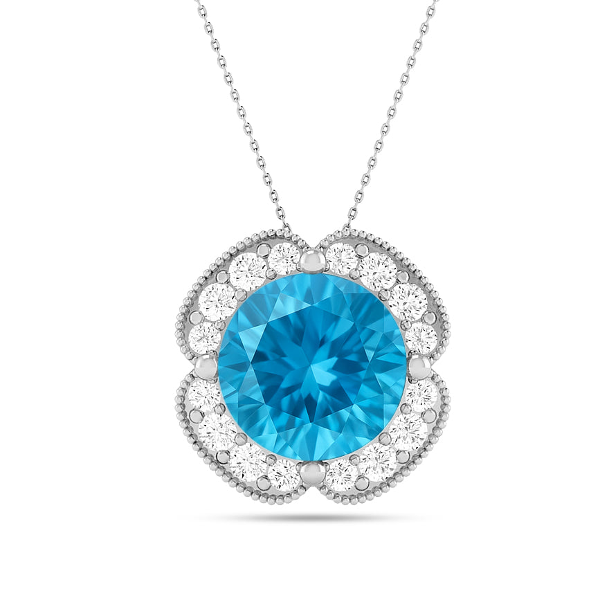 Floral Halo Pendant | Starburst Pendant | Heart Knot Teardrop Pendant | Sterling Silver Birthstone Necklace | Diamond Accent | Adjustable Chain | 15 Gemstone Choices