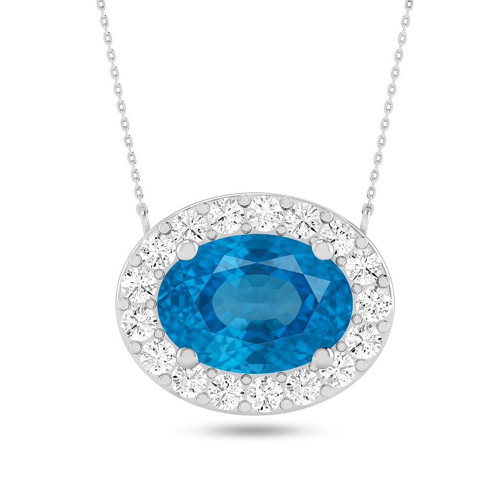 Oval Halo Solitaire Pendant | Starburst Pendant | Heart Knot Teardrop Pendant | Sterling Silver Birthstone Necklace | Diamond Accent | Adjustable Chain | 15 Gemstone Choices