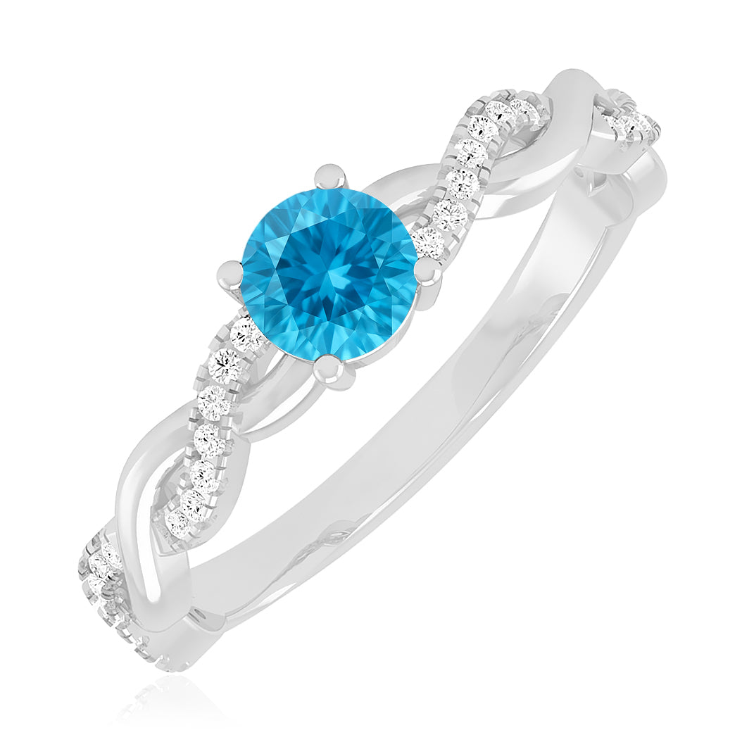 Infinity Knot Solitaire Ring | Sterling Silver Birthstone Ring | Genuine Gemstone & Diamond Studded Ring | Personalized Promise Ring | Gift for Her