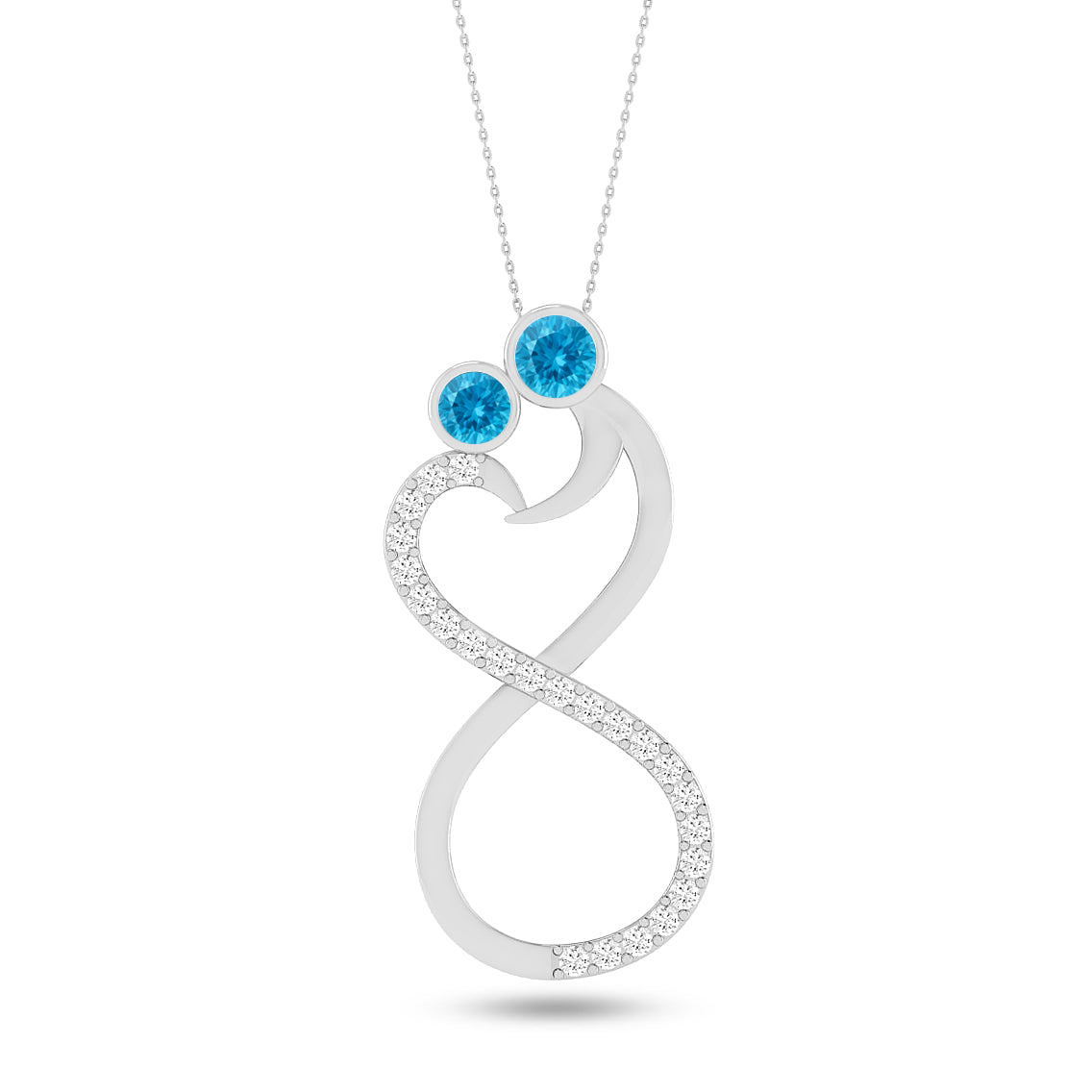 Couple Heart Infinity Pendant | Starburst Pendant | Heart Knot Teardrop Pendant | Sterling Silver Birthstone Necklace | Diamond Accent | Adjustable Chain | 15 Gemstone Choices