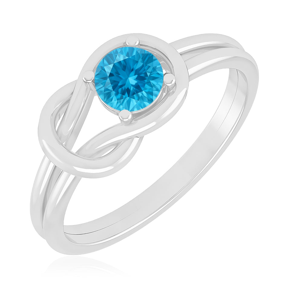 Infinity Knot Solitaire Ring | Sterling Silver Birthstone Ring | Genuine Gemstone & Diamond Studded Ring | Personalized Promise Ring | Gift for Her
