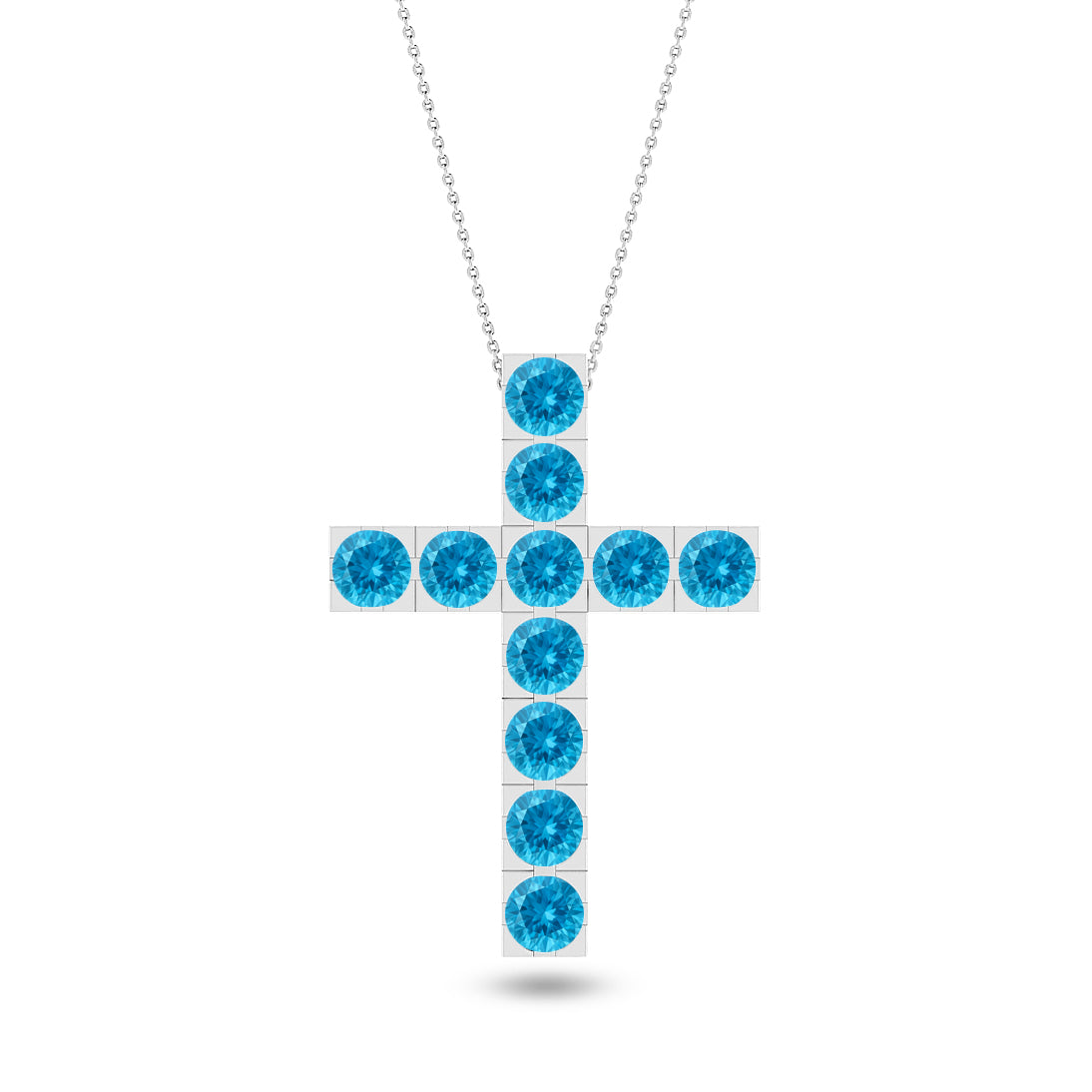 Cross Pendant Necklace | Sterling Silver Birthstone Necklace | Adjustable Chain | 15 Gemstone Choices | Personalized Gemstone Pendant