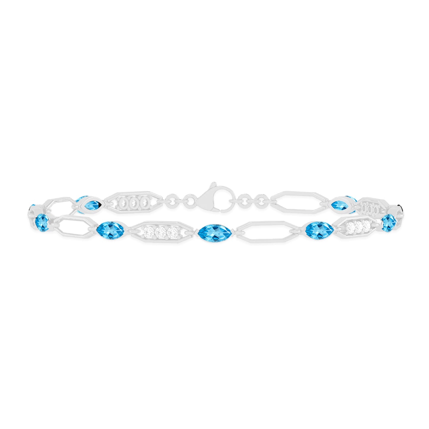 Art Deco Link Bracelet | Sterling Silver Birthstone Bracelet | Adjustable Chain | 15 Gemstone Choices | Personalized Gemstone Bracelet Floral Vine Bracelet Canter piece