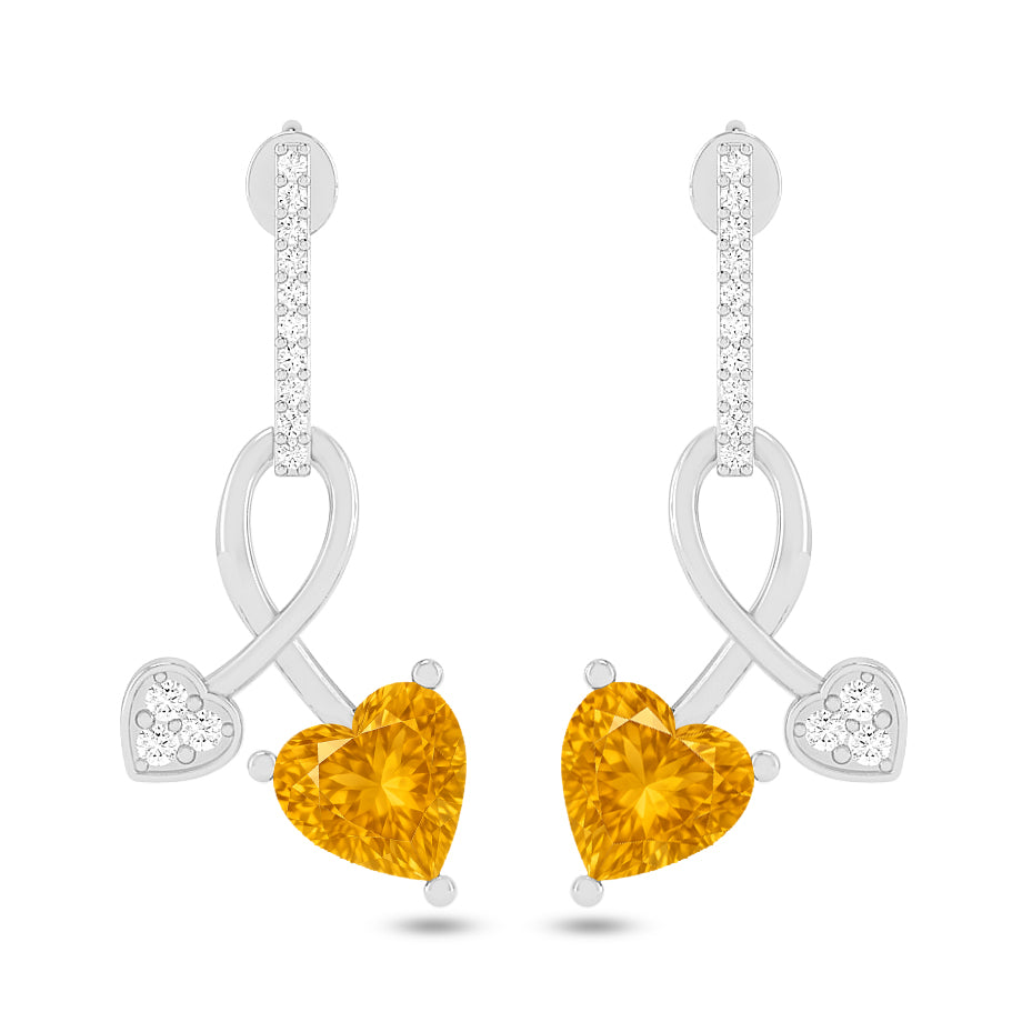 Infinity Heart Drop Earrings | 925 Sterling Silver Birthstone Stud Earrings | Diamond Accent Gemstone Earrings | 15 Birthstone Options | Gift for Women