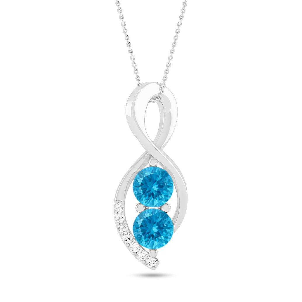 Infinity Twist Pendant | Starburst Pendant | Heart Knot Teardrop Pendant | Sterling Silver Birthstone Necklace | Diamond Accent | Adjustable Chain | 15 Gemstone Choices
