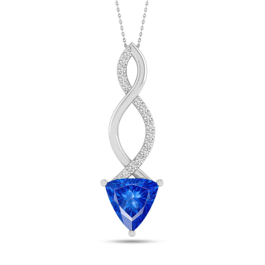 Infinity Twist Pendant | Sterling Silver Birthstone Necklace | Diamond Accent | Adjustable Chain | 15 Gemstone Choices