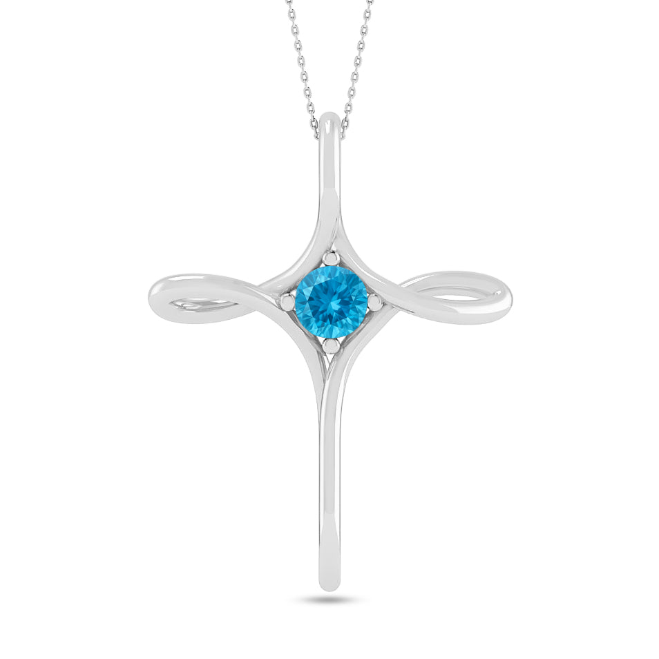 Infinity Cross Pendant | Sterling Silver Birthstone Necklace | Adjustable Chain | 15 Gemstone Choices | Personalized Gemstone Pendant