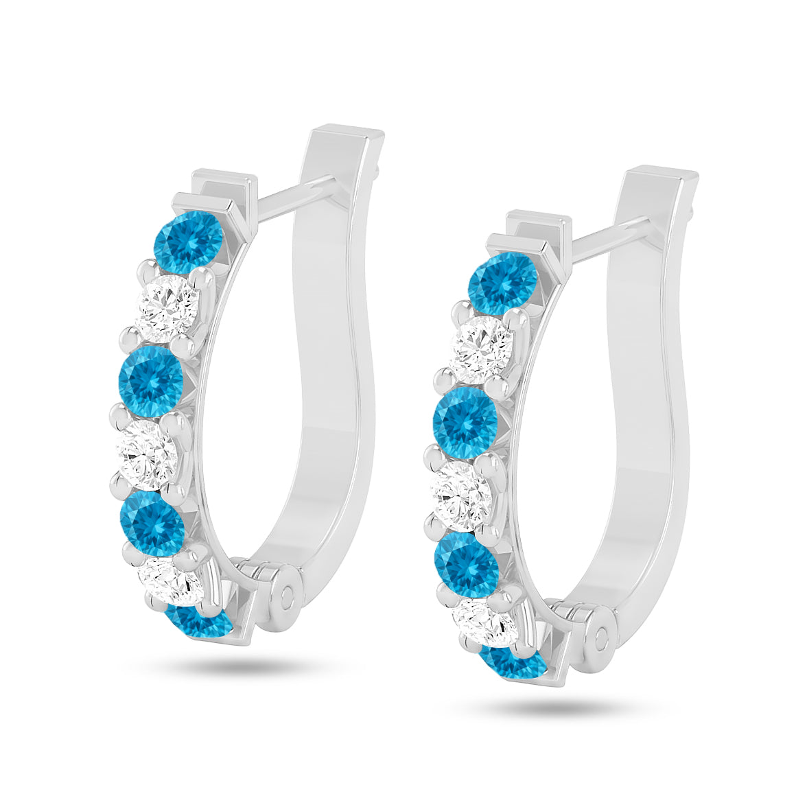Inside-Outside Hoop Earrings | 925 Sterling Silver Birthstone Stud Earrings | Diamond Accent Gemstone Earrings | 15 Birthstone Options | Gift for Women