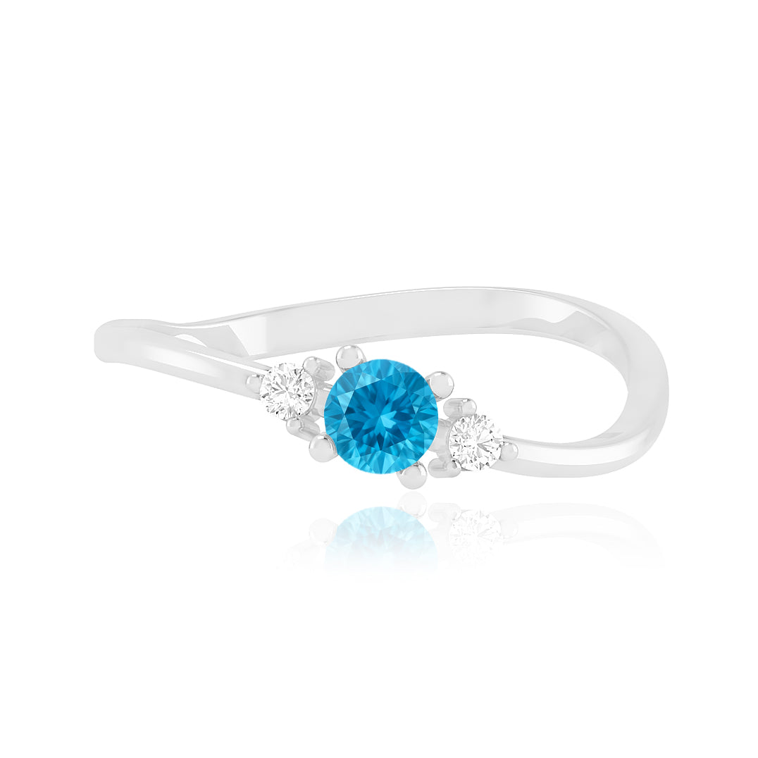 Three Stone Solitaire Ring | Sterling Silver Birthstone Ring | Genuine Gemstone & Diamond Studded Ring | Personalized Promise Ring | Gift for Her