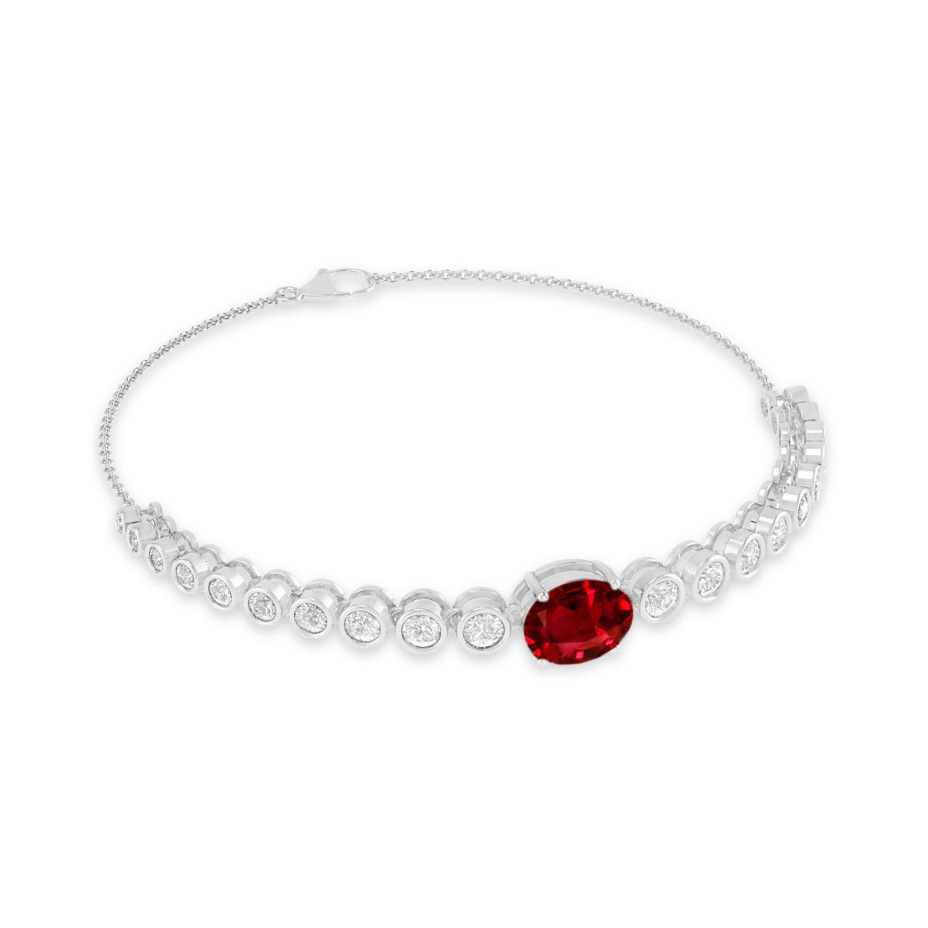 Center Stone Tennis Bracelet | Sterling Silver Birthstone Bracelet | Adjustable Chain | 15 Gemstone Choices | Personalized Gemstone Bracelet