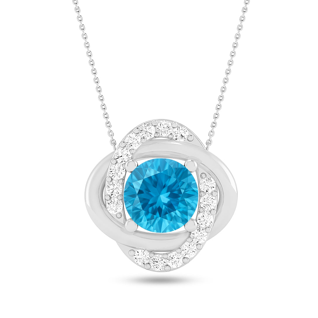 Geometric Bar Pendant | Starburst Pendant | Heart Knot Teardrop Pendant | Sterling Silver Birthstone Necklace | Diamond Accent | Adjustable Chain | 15 Gemstone Choices