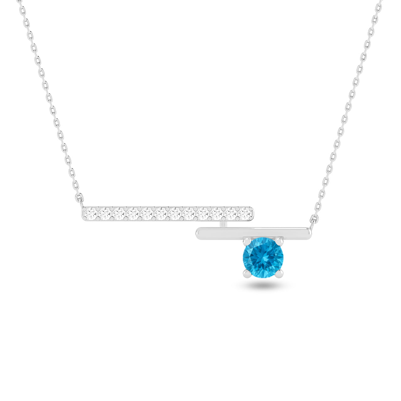 Geometric Bar Pendant | Starburst Pendant | Heart Knot Teardrop Pendant | Sterling Silver Birthstone Necklace | Diamond Accent | Adjustable Chain | 15 Gemstone Choices