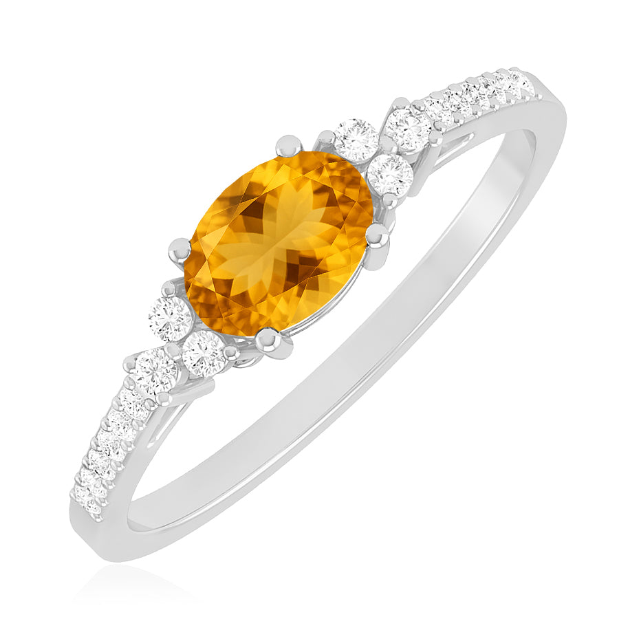 Bezel Set Three-Stone Ring | Sterling Silver Birthstone Ring | Genuine Gemstone & Diamond Studded Ring | Personalized Promise Ring | Gift for Her