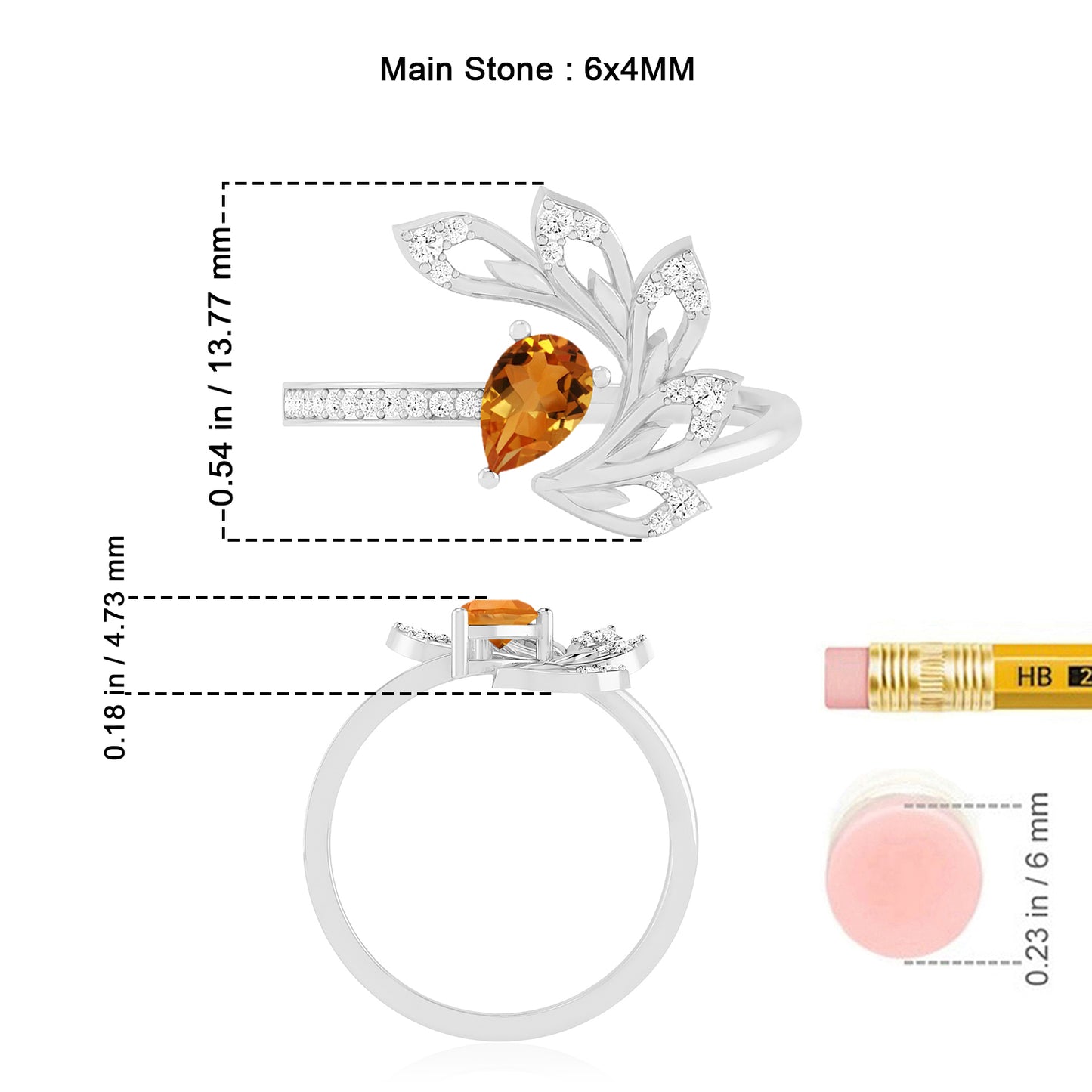 Nature Inspired Leaf Ring | Sterling Silver Birthstone Ring | Genuine Gemstone & Diamond Studded Ring | Personalized Promise Ring | Gift for Her