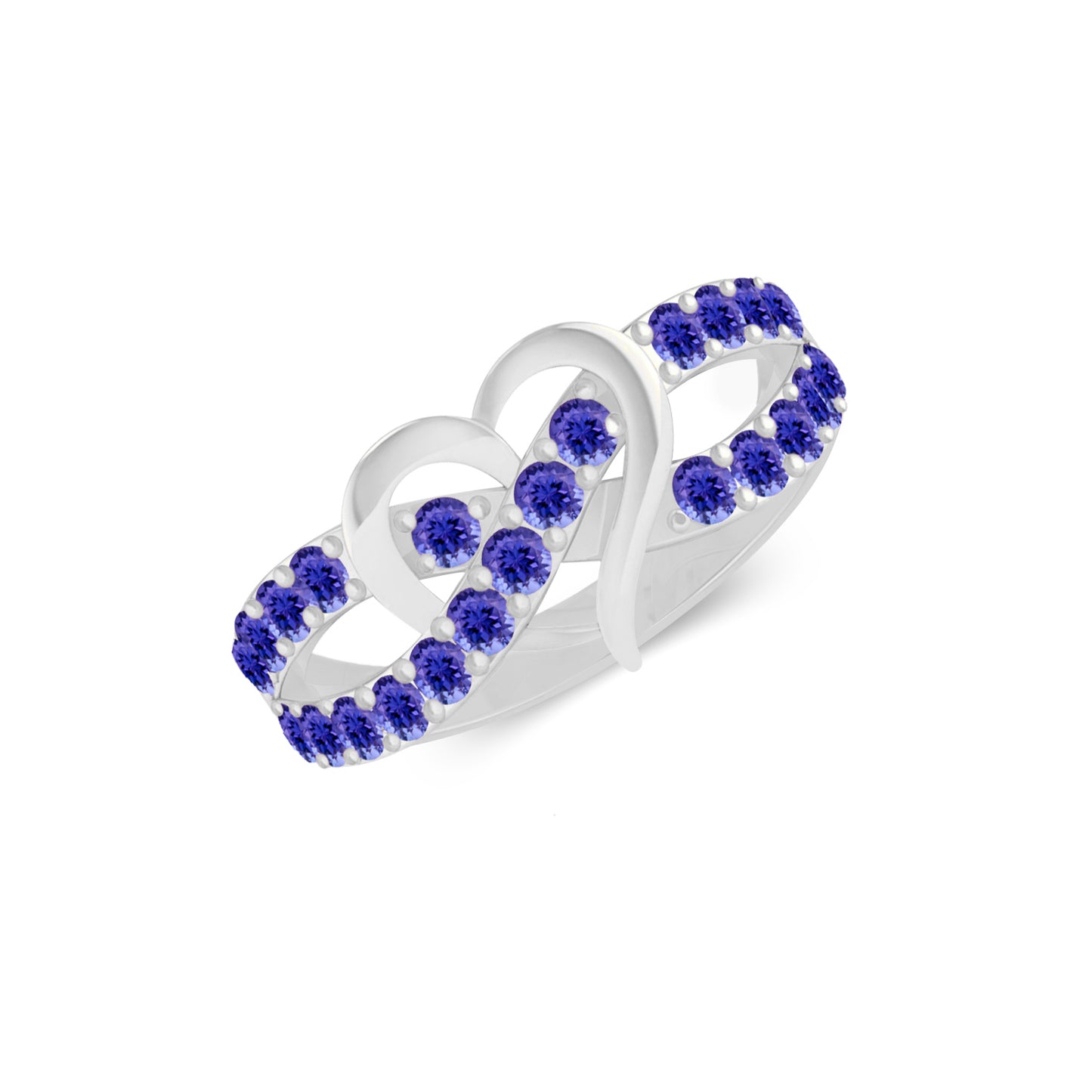 Heart Infinity Ring | Sterling Silver Birthstone Ring | Genuine Gemstone & Diamond Studded Ring | Personalized Promise Ring | Gift for Her
