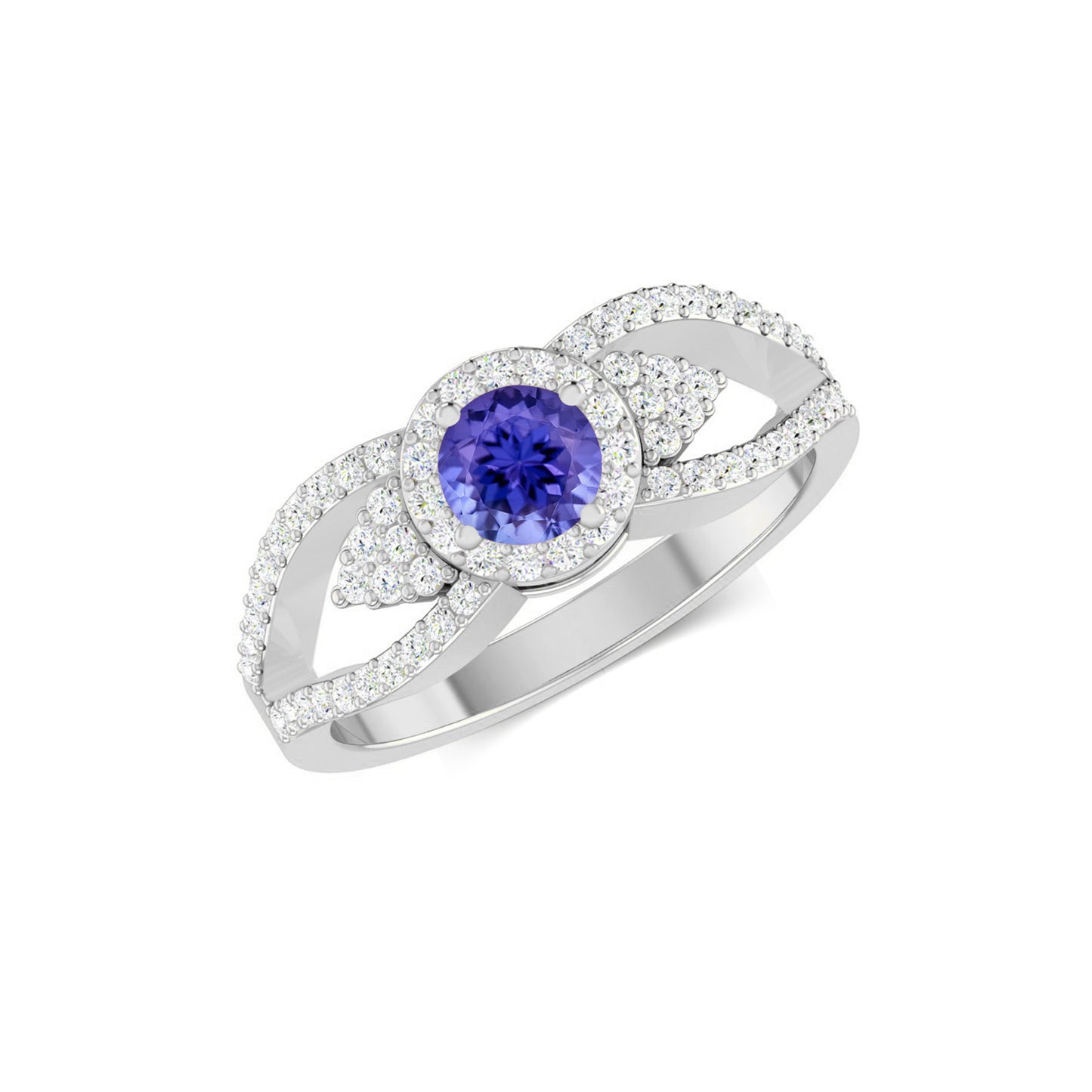 Split Shank Halo Ring | Sterling Silver Birthstone Ring | Genuine Gemstone & Diamond Studded Ring | Personalized Promise Ring | Gift for Her
