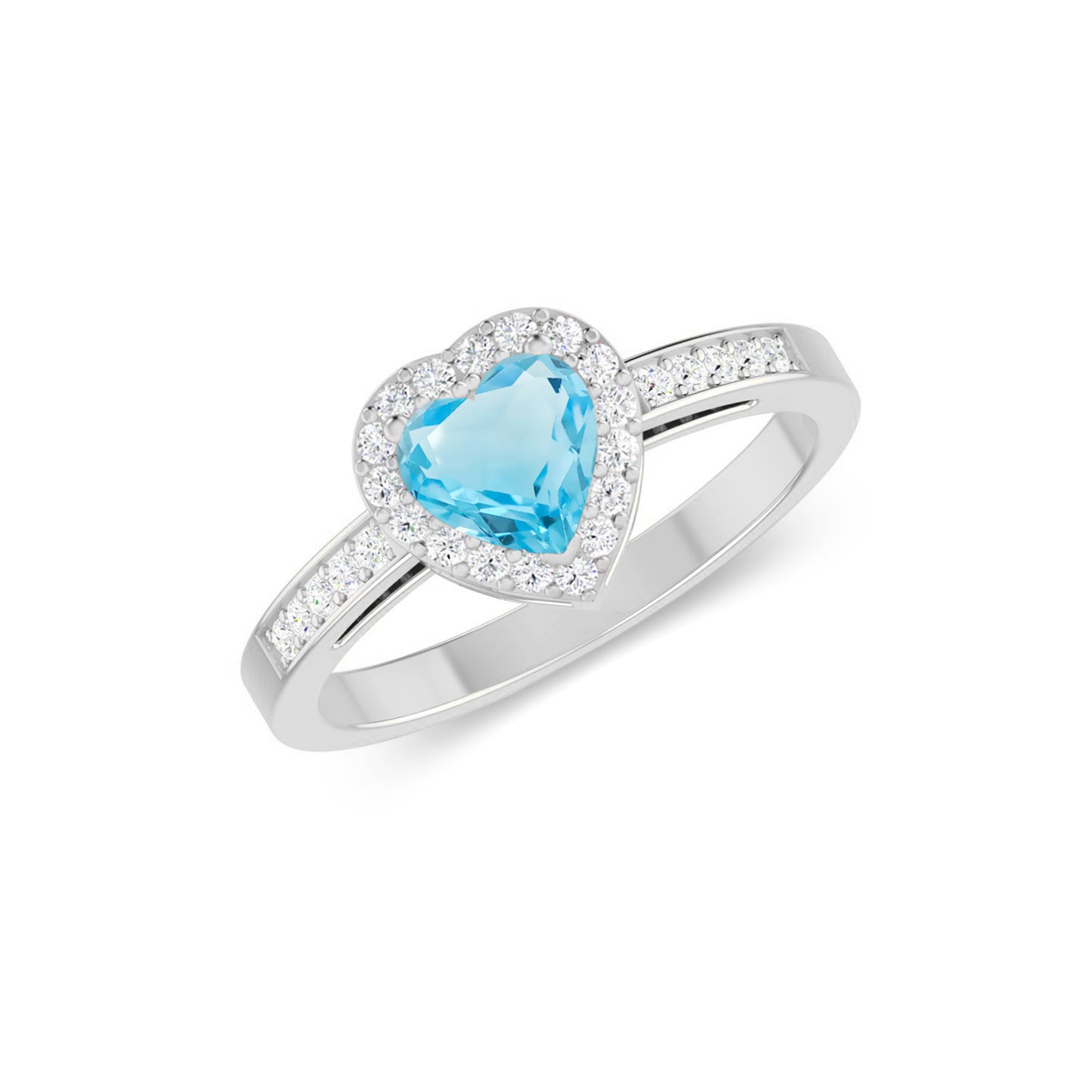 Heart Halo Ring | Sterling Silver Birthstone Ring | Genuine Gemstone Studded Ring | Personalized Promise Ring | Gift for Her