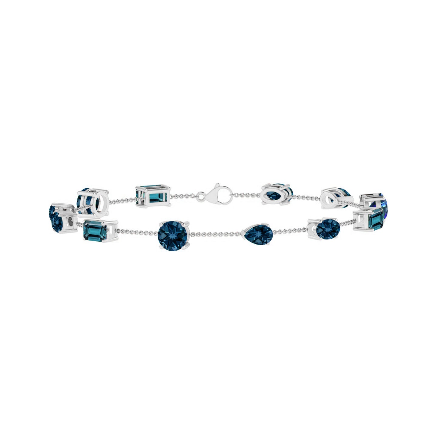 Multi Shape Station Bracelet | Sterling Silver Birthstone Bracelet | Adjustable Chain | 15 Gemstone Choices | Personalized Gemstone Bracelet