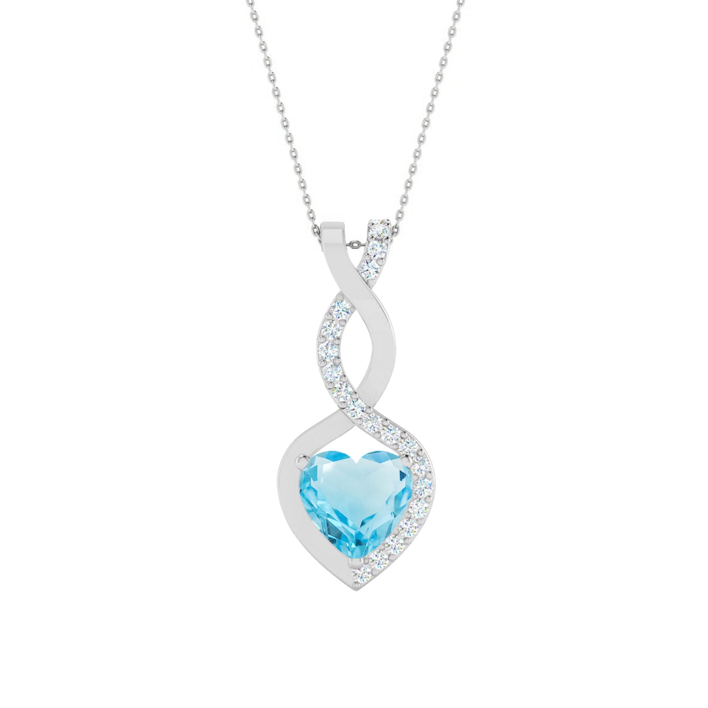 Infinity Heart Pendant | Starburst Pendant | Heart Knot Teardrop Pendant | Sterling Silver Birthstone Necklace | Diamond Accent | Adjustable Chain | 15 Gemstone Choices