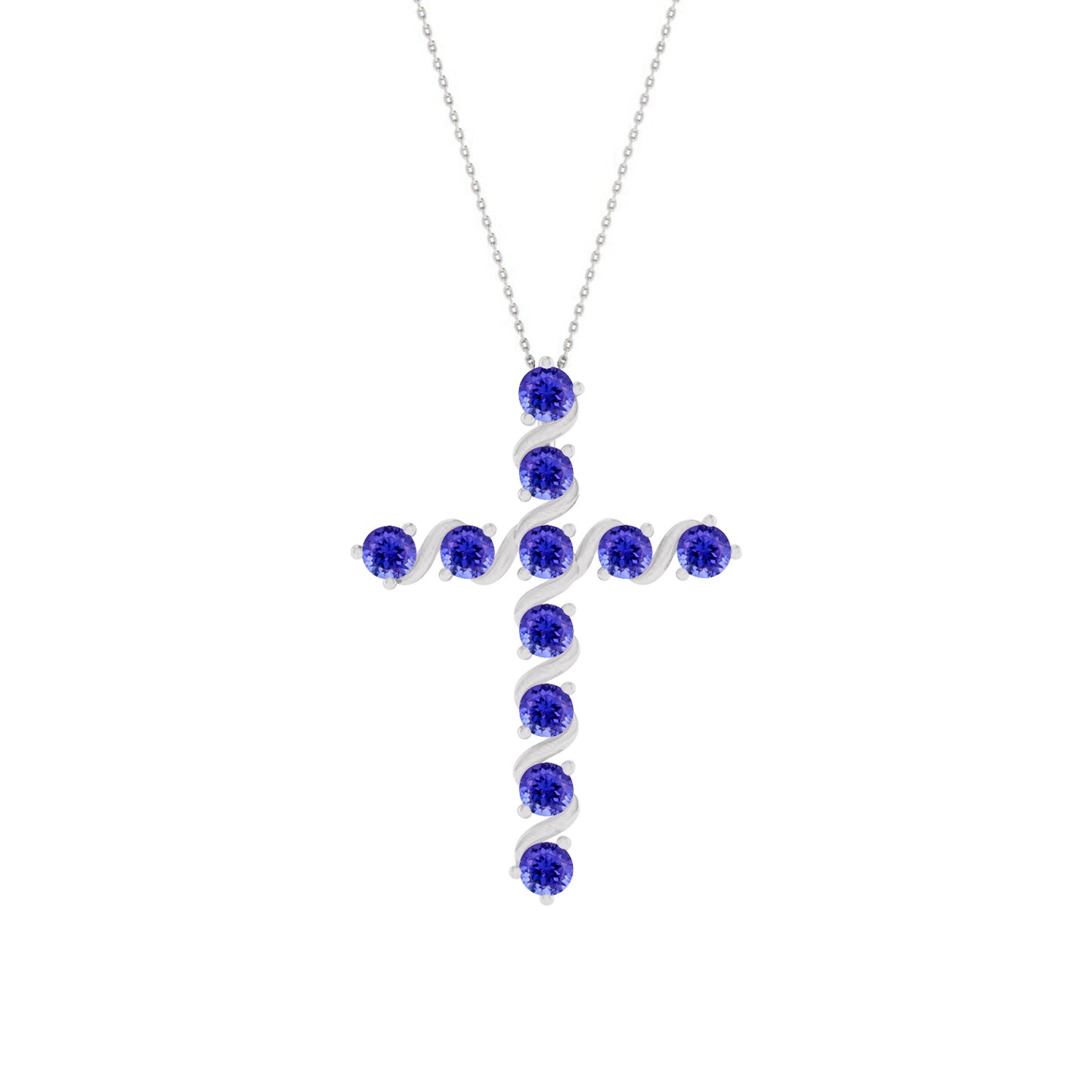 Gemstone Cross Pendant | Floral Vine Style Gemstone Pendant | Sterling Silver Birthstone Necklace | Adjustable Chain | 15 Gemstone Choices | Personalized Gemstone Pendant