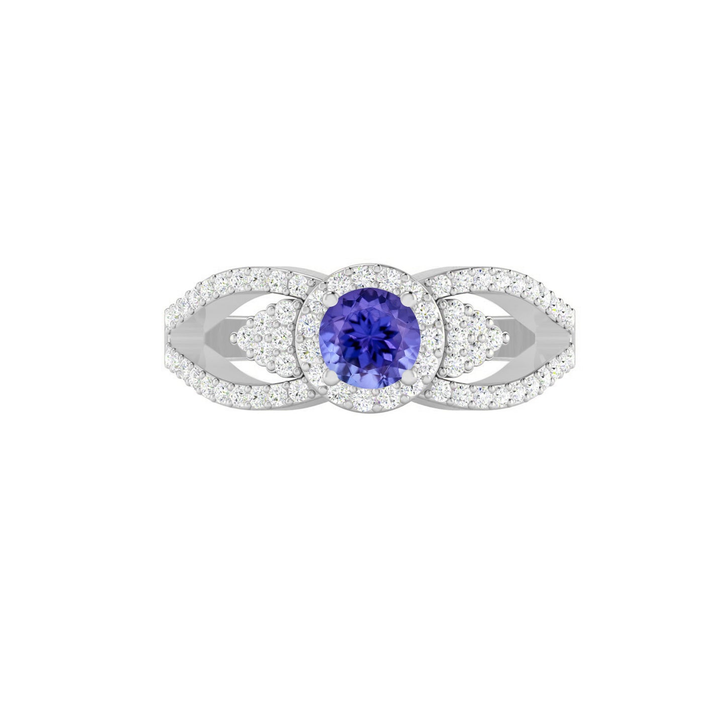 Split Shank Halo Ring | Sterling Silver Birthstone Ring | Genuine Gemstone & Diamond Studded Ring | Personalized Promise Ring | Gift for Her