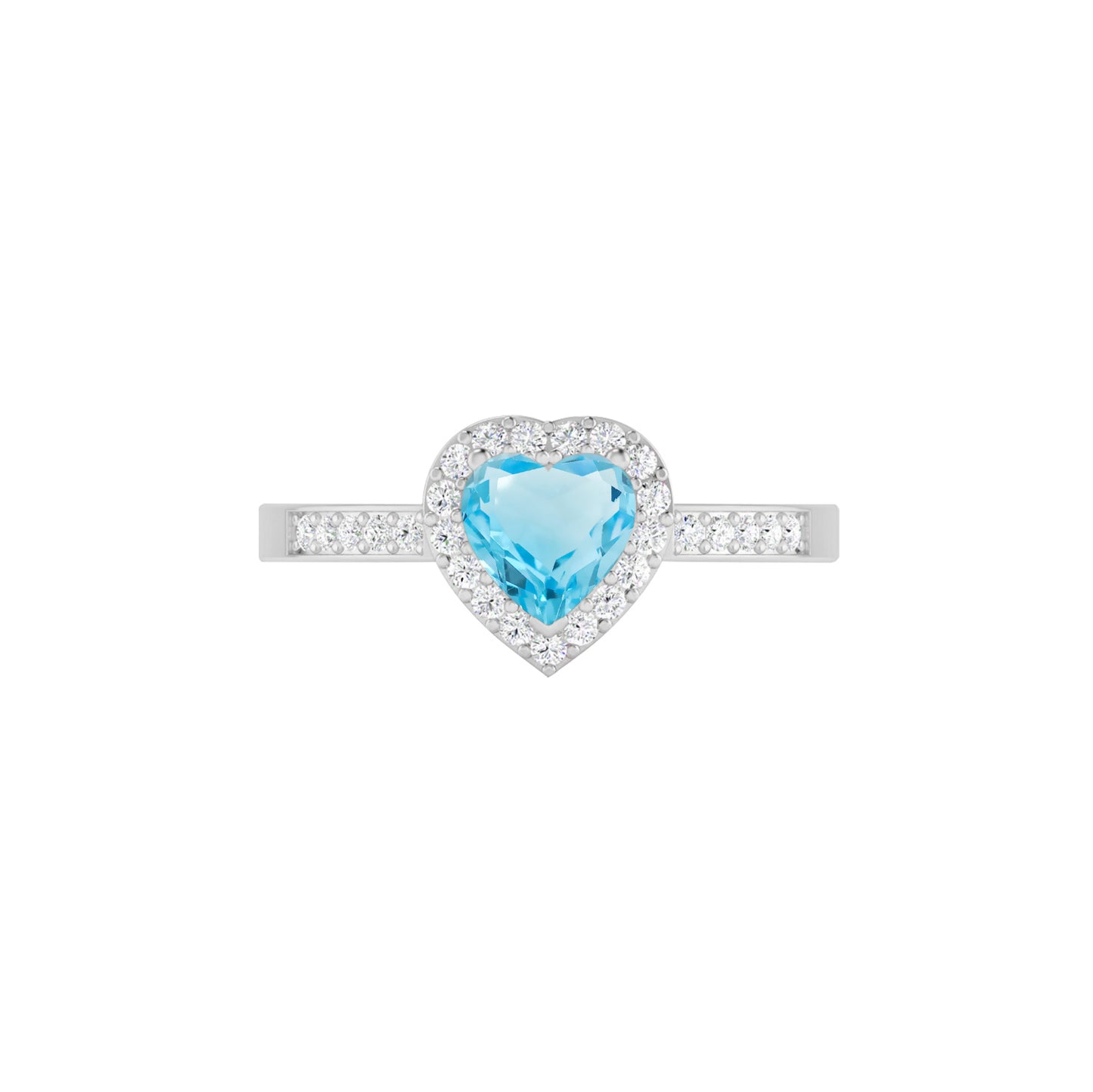 Heart Halo Ring | Sterling Silver Birthstone Ring | Genuine Gemstone Studded Ring | Personalized Promise Ring | Gift for Her
