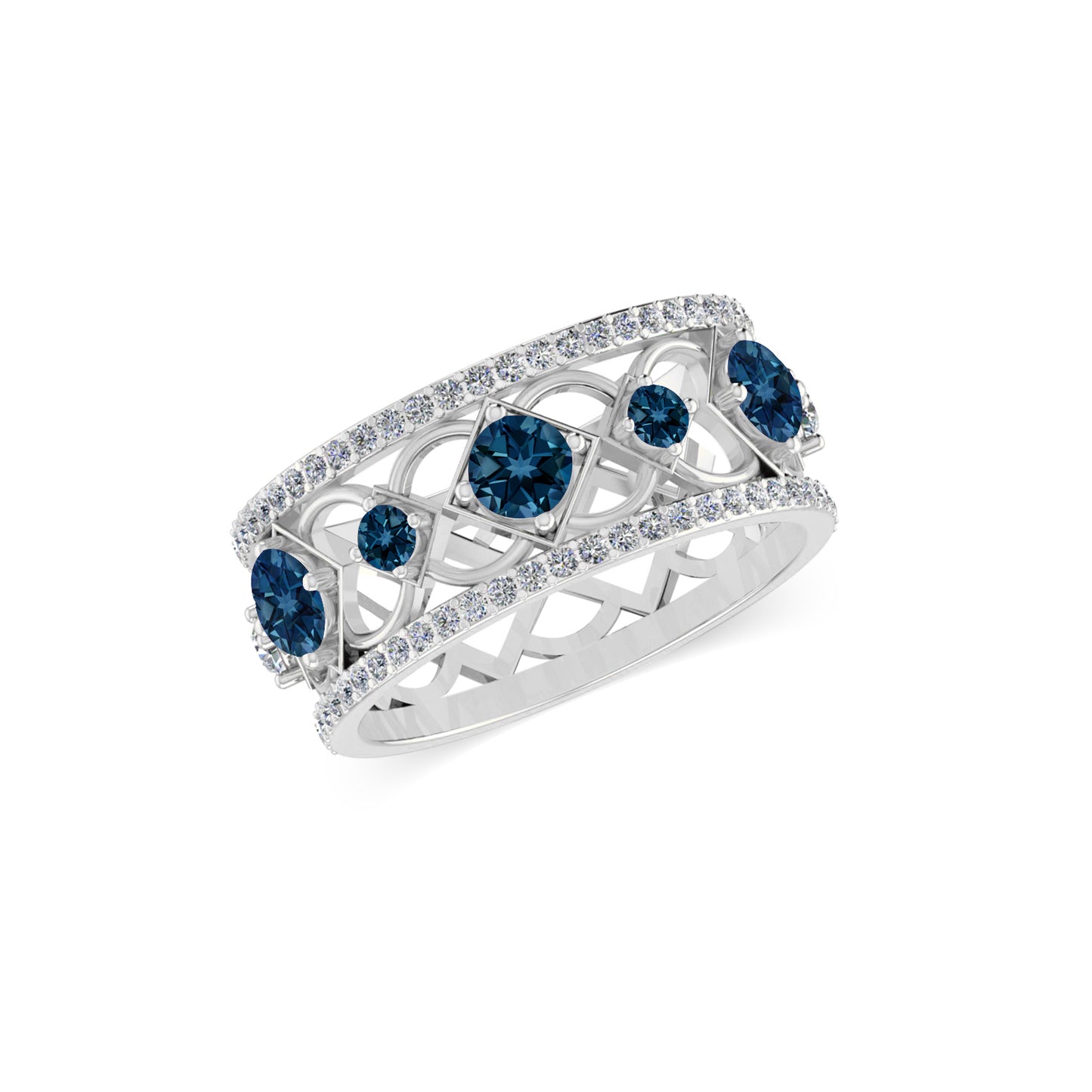 Celtic Knot Wide Band Ring | Sterling Silver Birthstone Ring | Genuine Gemstone & Diamond Studded Ring | Personalized Promise Ring | Gift for Her