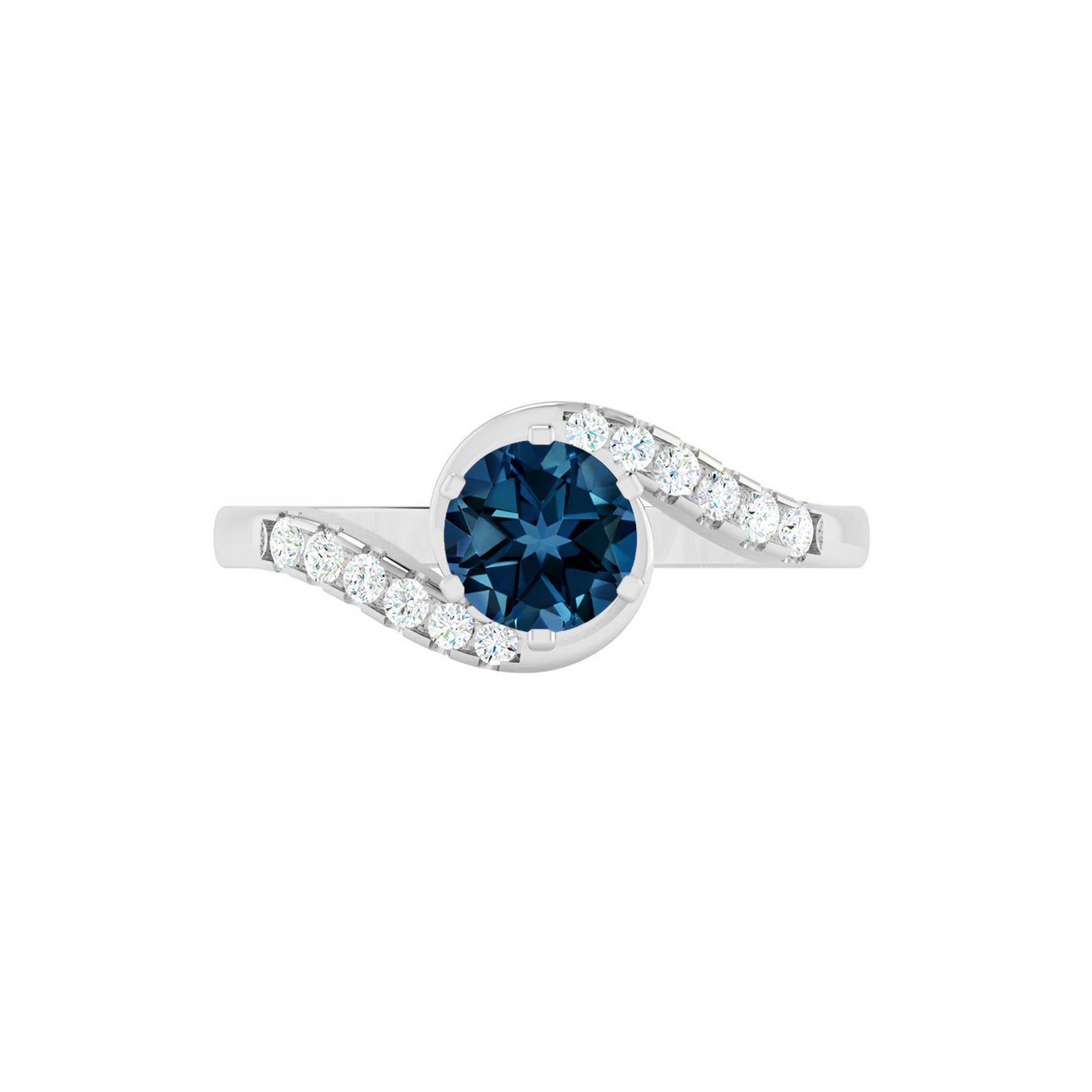 Bypass Solitaire Ring | Sterling Silver Birthstone Ring | Genuine Gemstone & Diamond Studded Ring | Personalized Promise Ring | Gift for Her