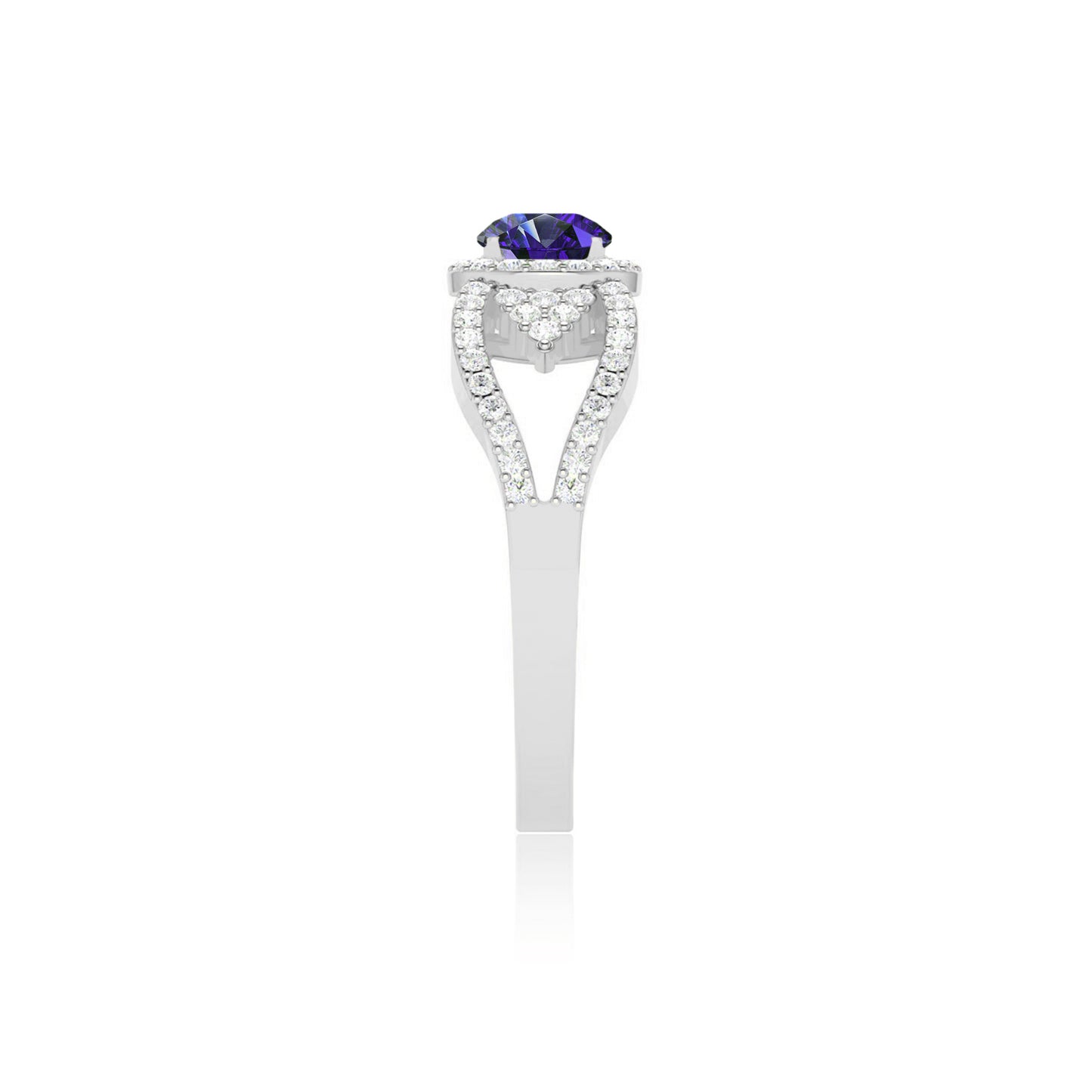 Split Shank Halo Ring | Sterling Silver Birthstone Ring | Genuine Gemstone & Diamond Studded Ring | Personalized Promise Ring | Gift for Her