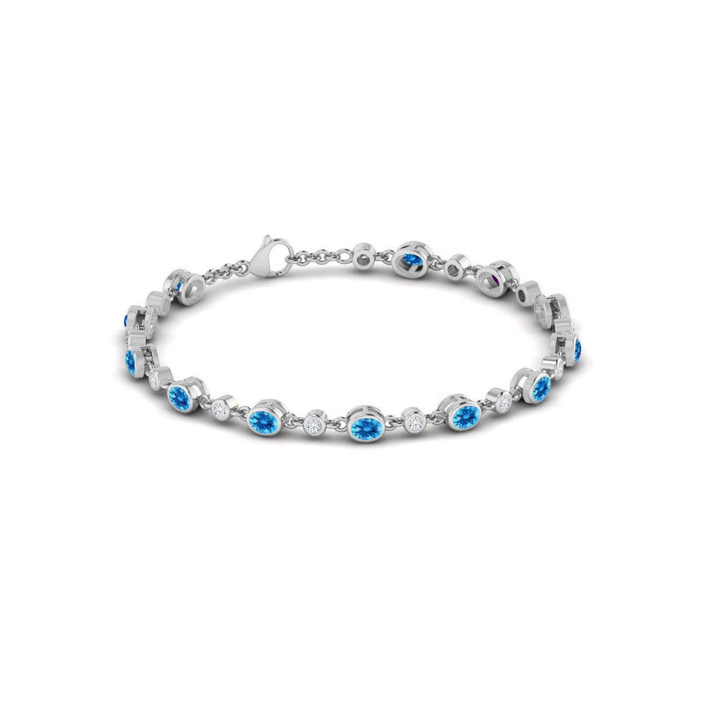 Bezel Set Tennis Bracelet | Sterling Silver Birthstone Bracelet | Adjustable Chain | 15 Gemstone Choices | Personalized Gemstone Bracelet