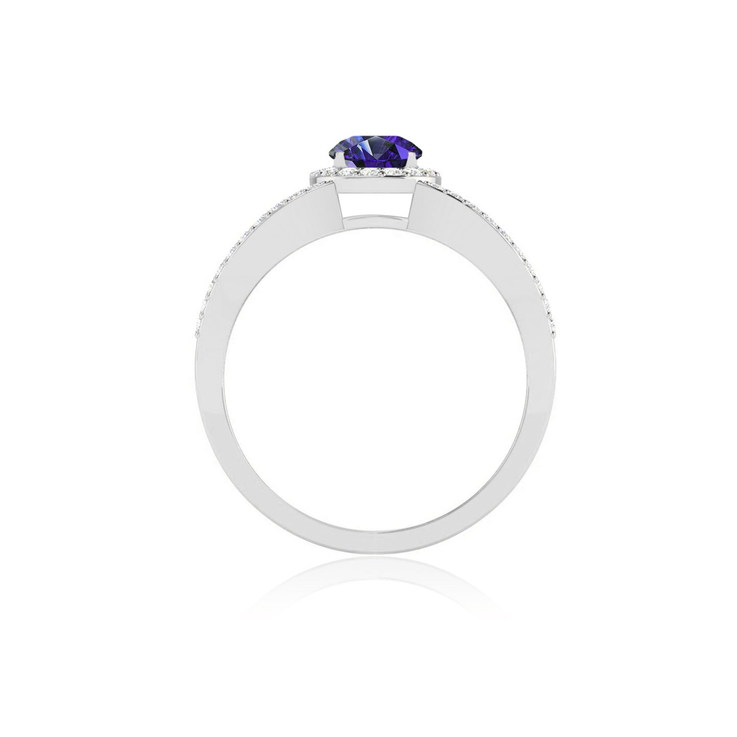 Split Shank Halo Ring | Sterling Silver Birthstone Ring | Genuine Gemstone & Diamond Studded Ring | Personalized Promise Ring | Gift for Her