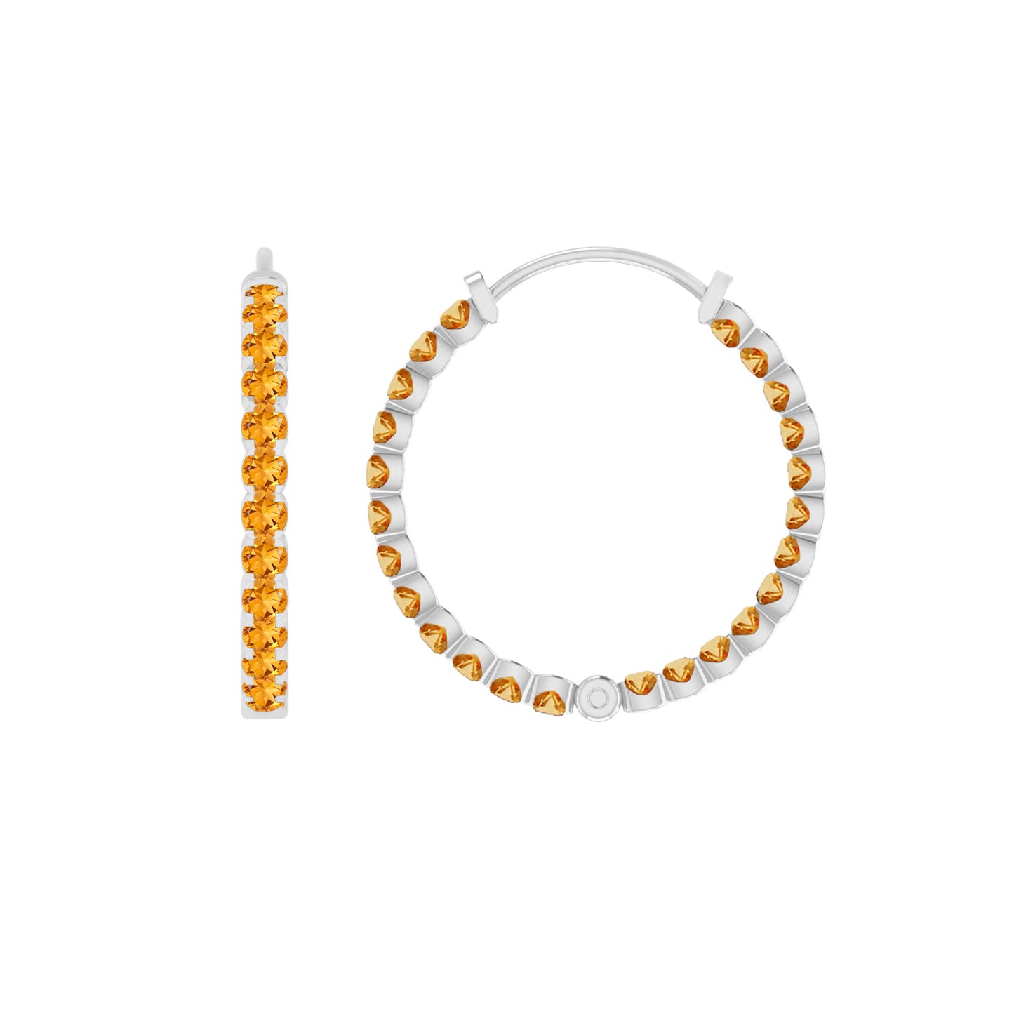 Inside-Out Hoop Earrings | 925 Sterling Silver Birthstone Stud Earrings | Diamond Accent Gemstone Earrings | 15 Birthstone Options | Gift for Women
