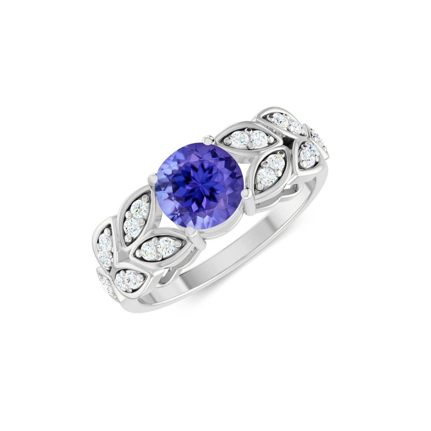 Nature-Inspired Leaf Ring | Sterling Silver Birthstone Ring | Genuine Gemstone & Diamond Studded Ring | Personalized Promise Ring | Gift for Her