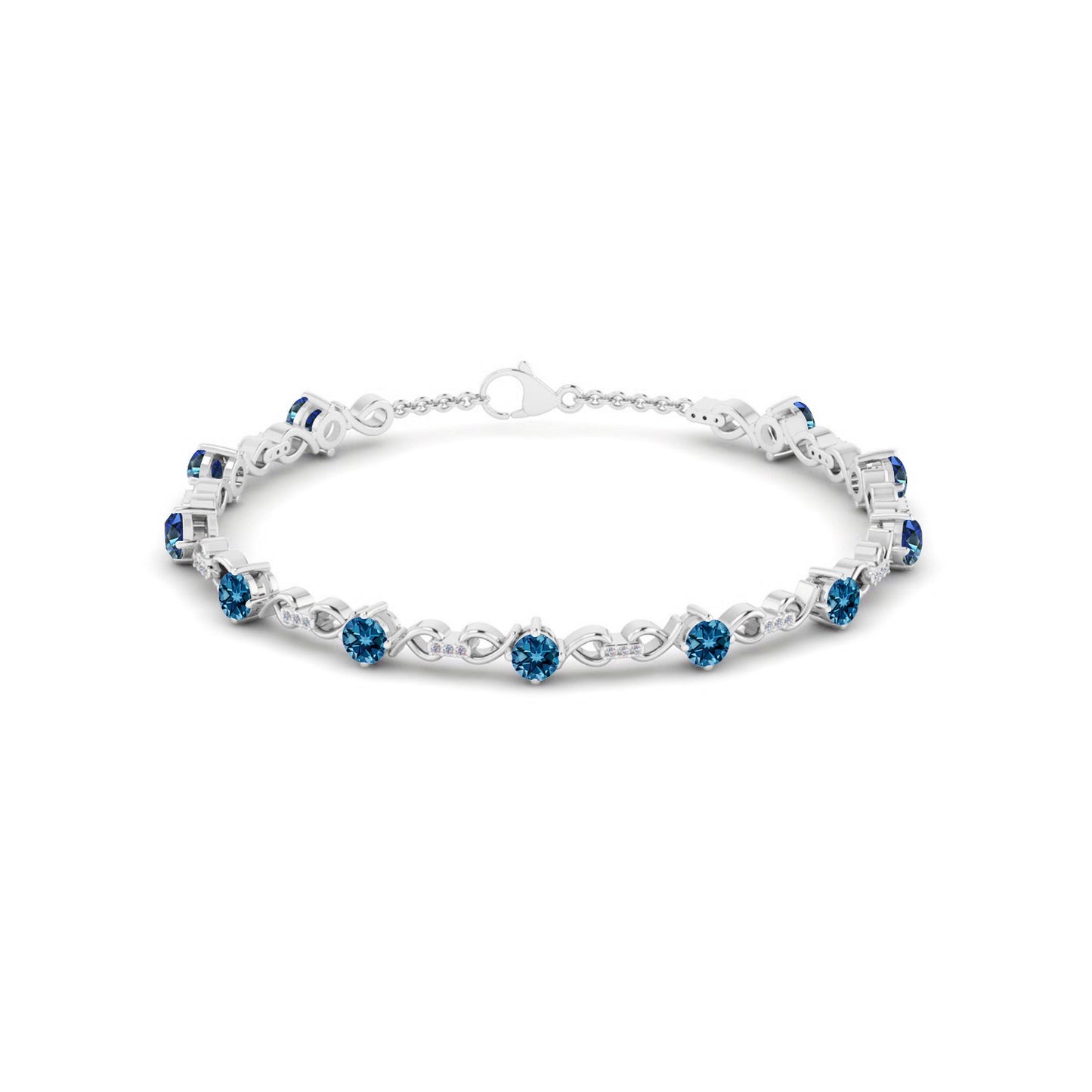 Infinity Tennis Bracelet | Sterling Silver Birthstone Bracelet | Adjustable Chain | 15 Gemstone Choices | Personalized Gemstone Bracelet