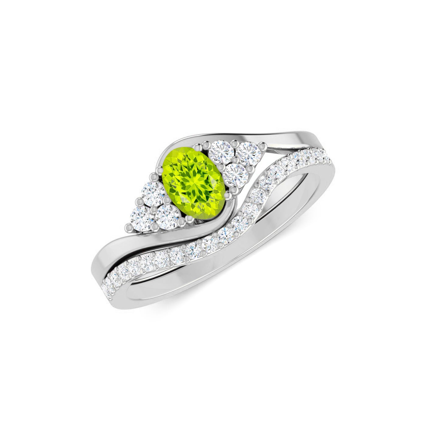Curved Wedding Band | Sterling Silver Birthstone Ring | Genuine Gemstone & Diamond Studded Ring | Personalized Promise Ring | Gift for Her