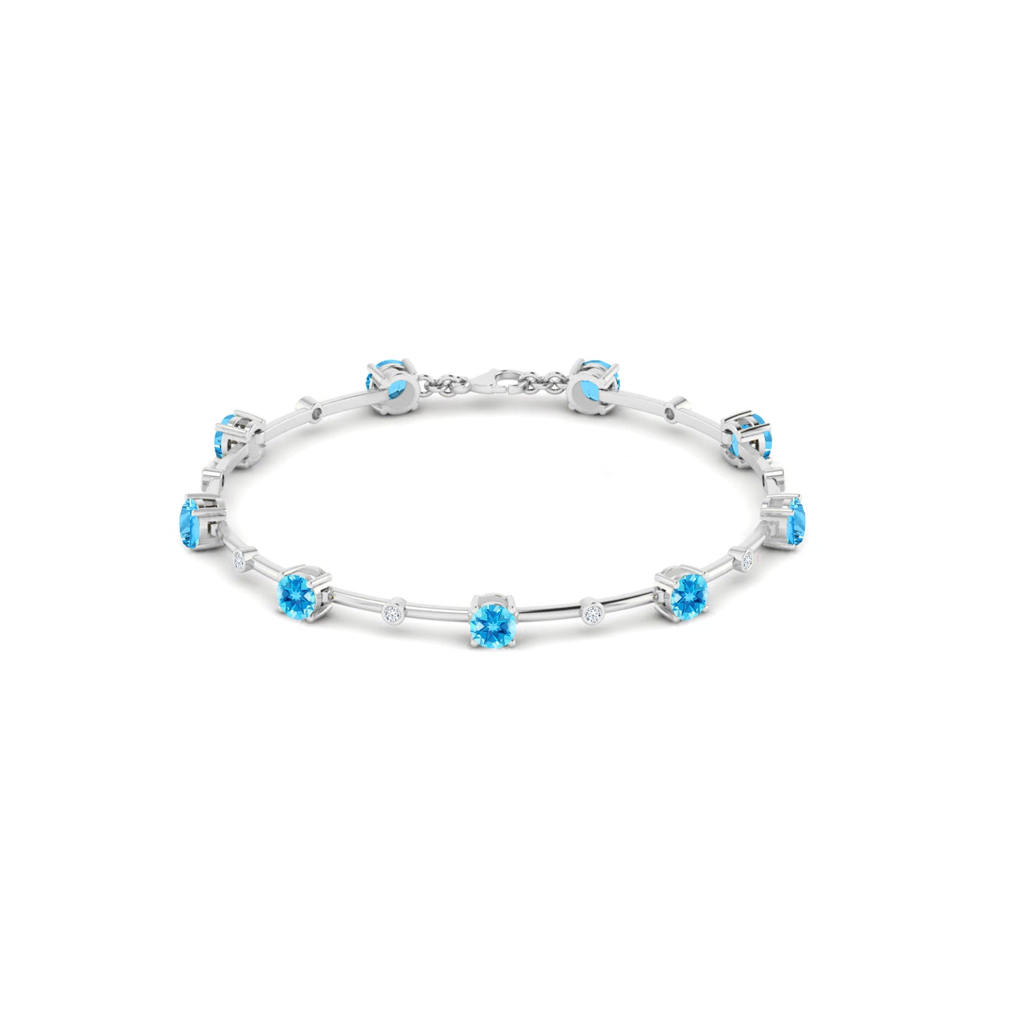 Bar Link Tennis Bracelet | Sterling Silver Birthstone Bracelet | Adjustable Chain | 15 Gemstone Choices | Personalized Gemstone Bracelet