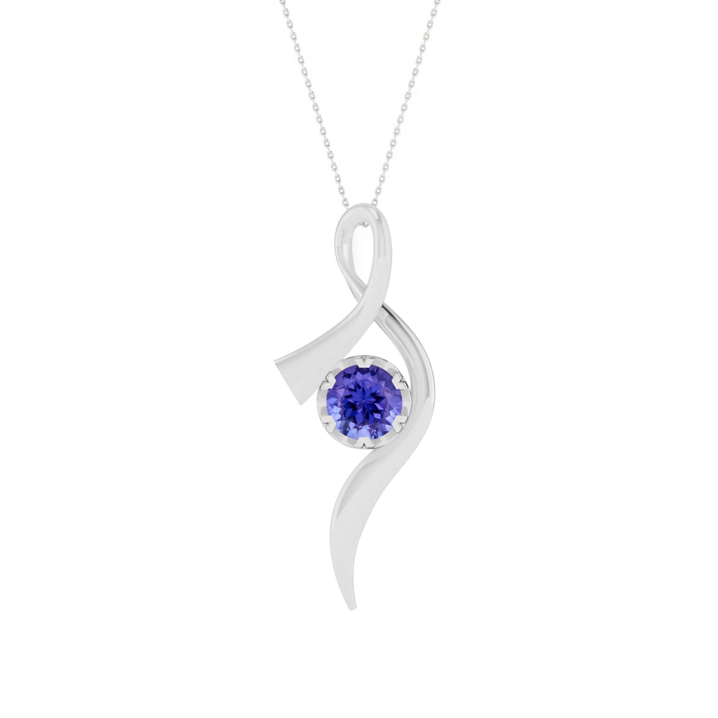 Infinity Twist Pendant | Floral Vine Style Gemstone Pendant | Sterling Silver Birthstone Necklace | Adjustable Chain | 15 Gemstone Choices | Personalized Gemstone Pendant