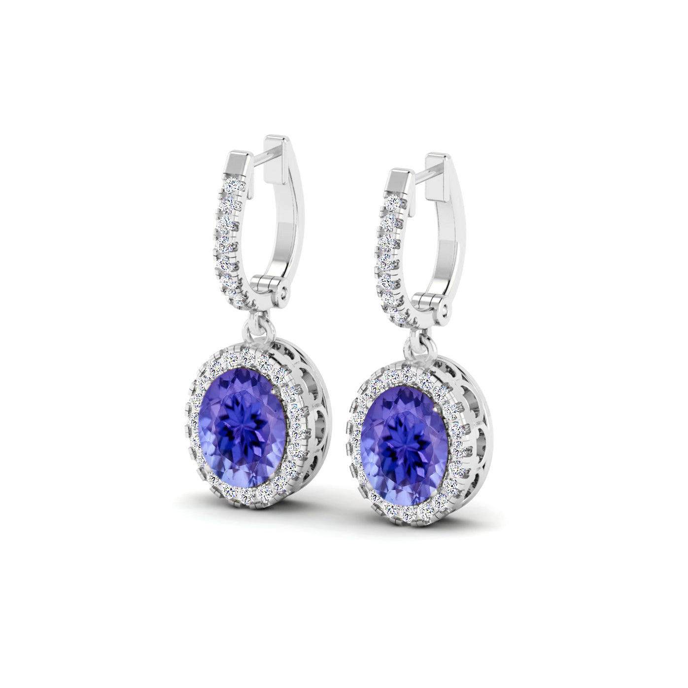Halo Huggie Drop Earrings | 925 Sterling Silver Birthstone Stud Earrings | Diamond Accent Gemstone Earrings | 15 Birthstone Options | Gift for Women