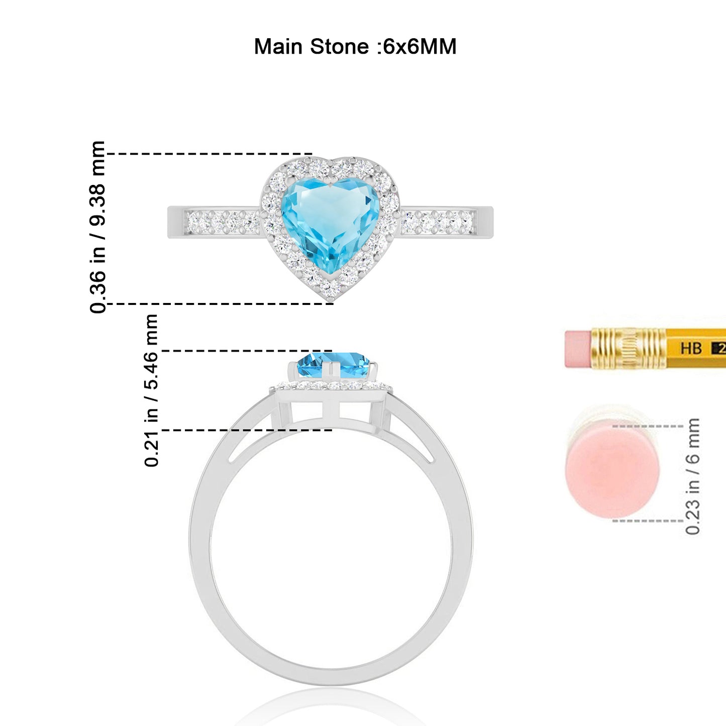 Heart Halo Ring | Sterling Silver Birthstone Ring | Genuine Gemstone Studded Ring | Personalized Promise Ring | Gift for Her